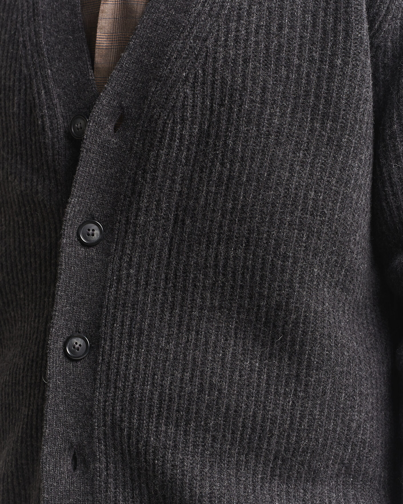 Heren | Truien | Eton | Merino Wool Rib Cardigan Dark Grey