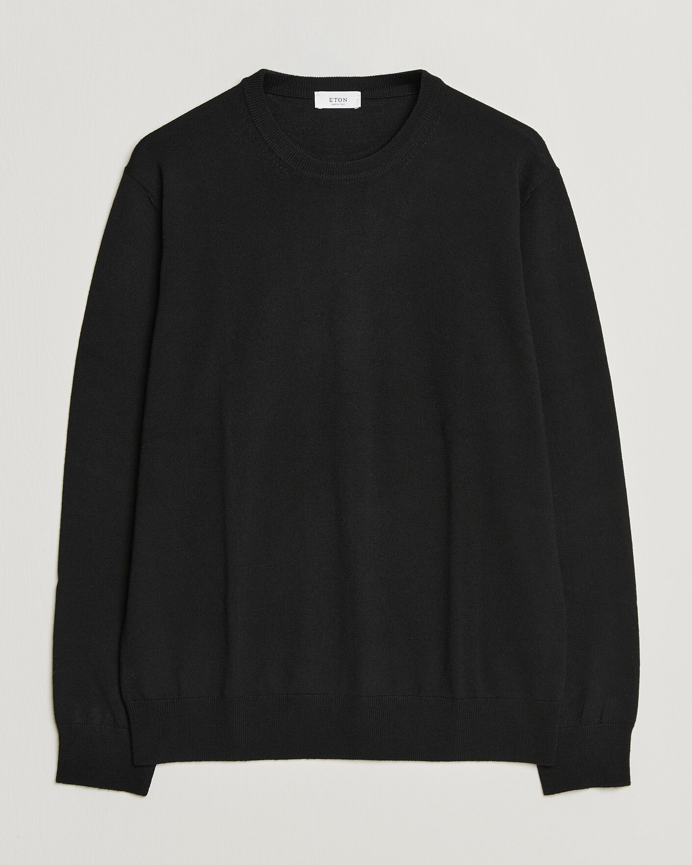Heren | Truien | Eton | Merino Wool Knitted Crew Neck Black