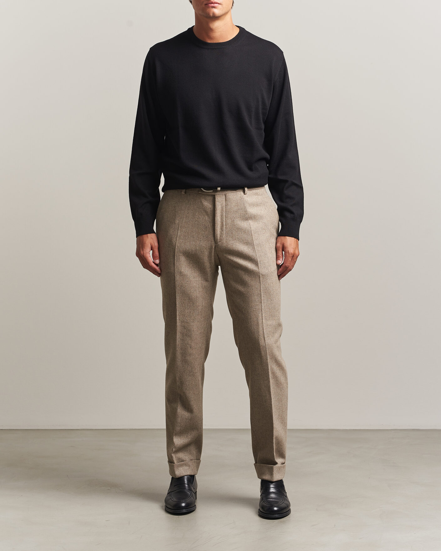 Heren | Truien | Eton | Merino Wool Knitted Crew Neck Black