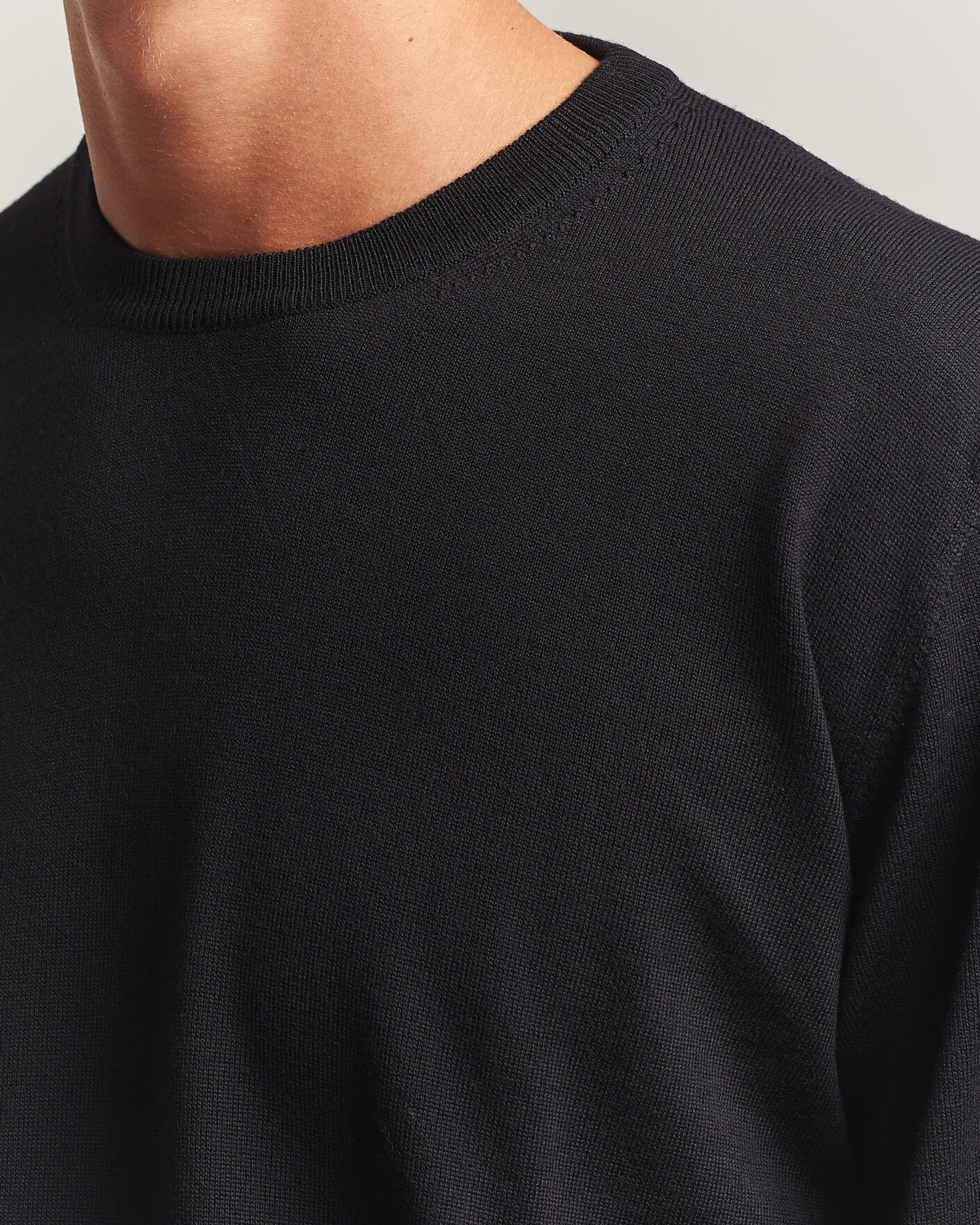 Heren | Truien | Eton | Merino Wool Knitted Crew Neck Black