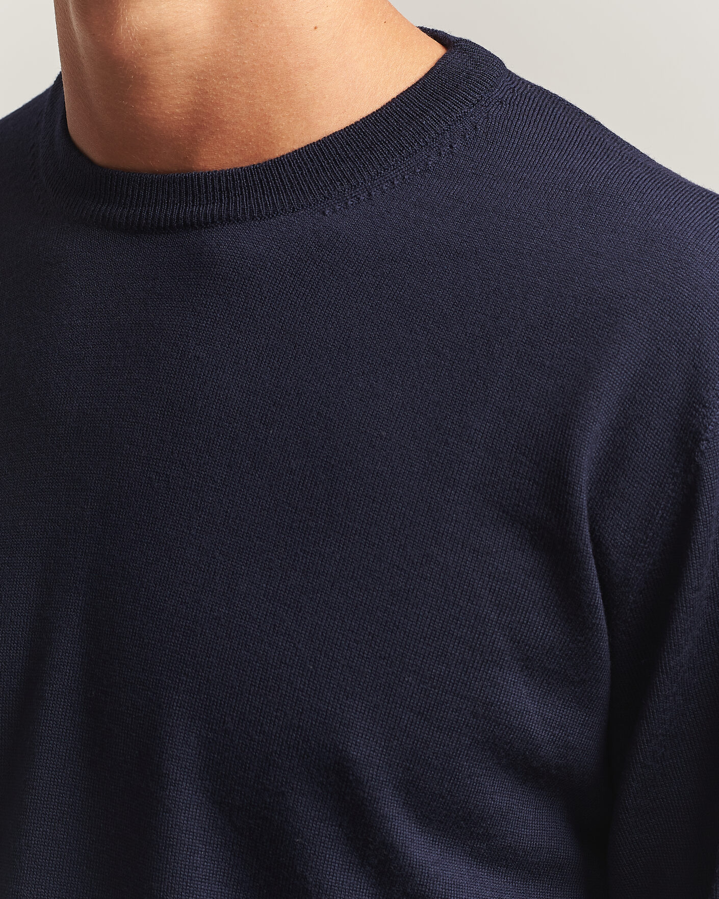 Heren | Truien | Eton | Merino Wool Knitted Crew Neck Navy Blue