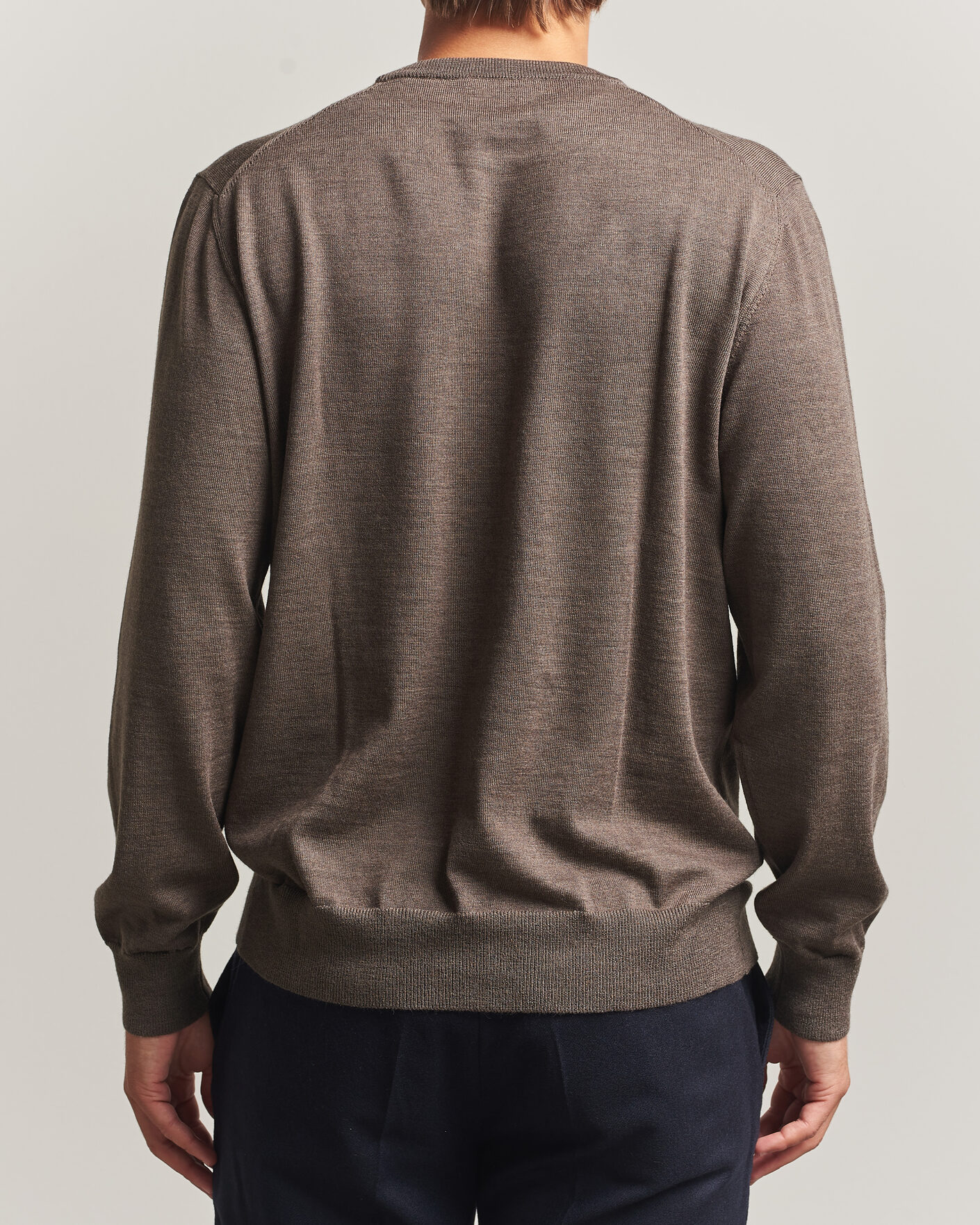 Heren | Truien | Eton | Merino Wool Knitted Crew Neck Dark Brown