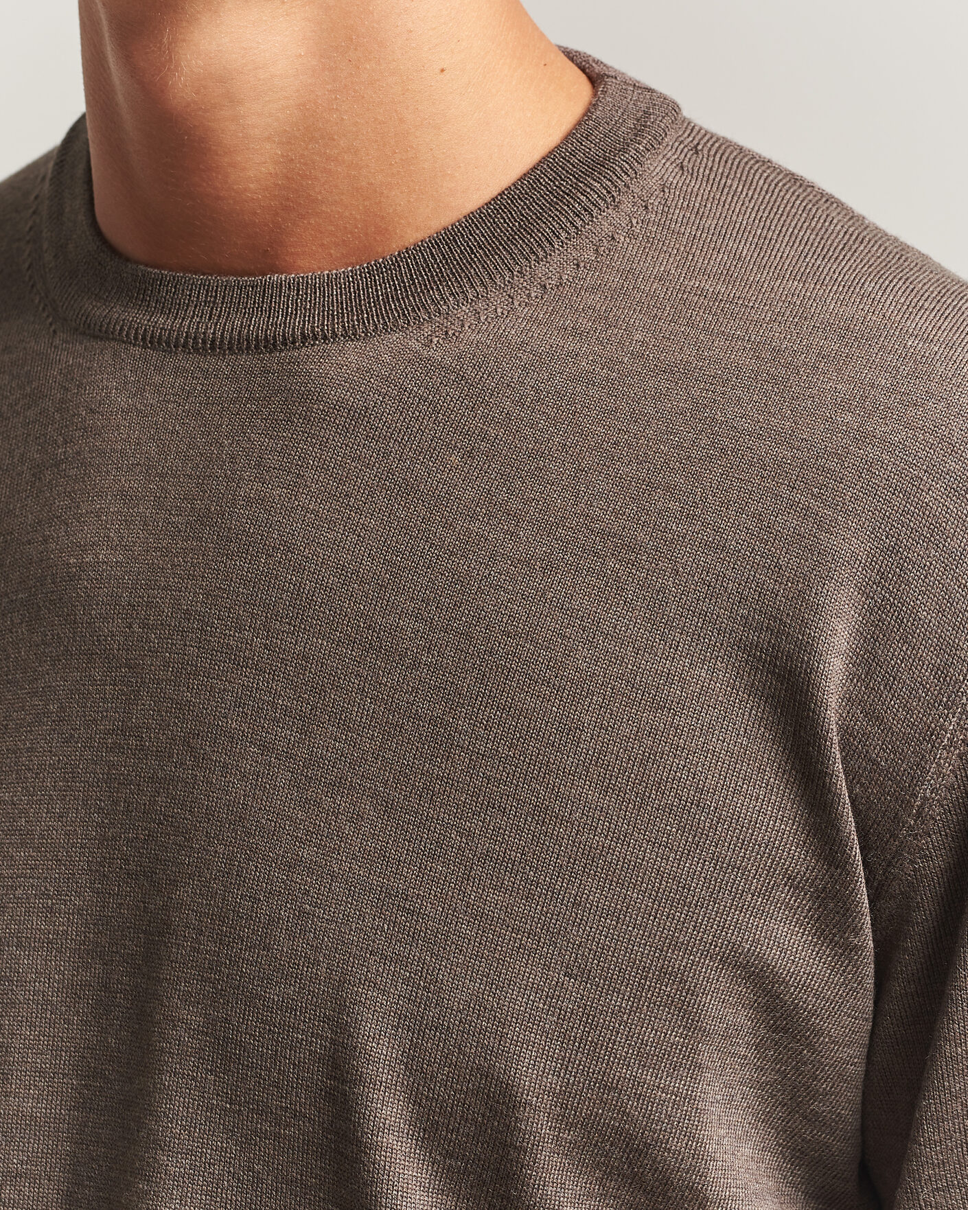 Heren | Truien | Eton | Merino Wool Knitted Crew Neck Dark Brown