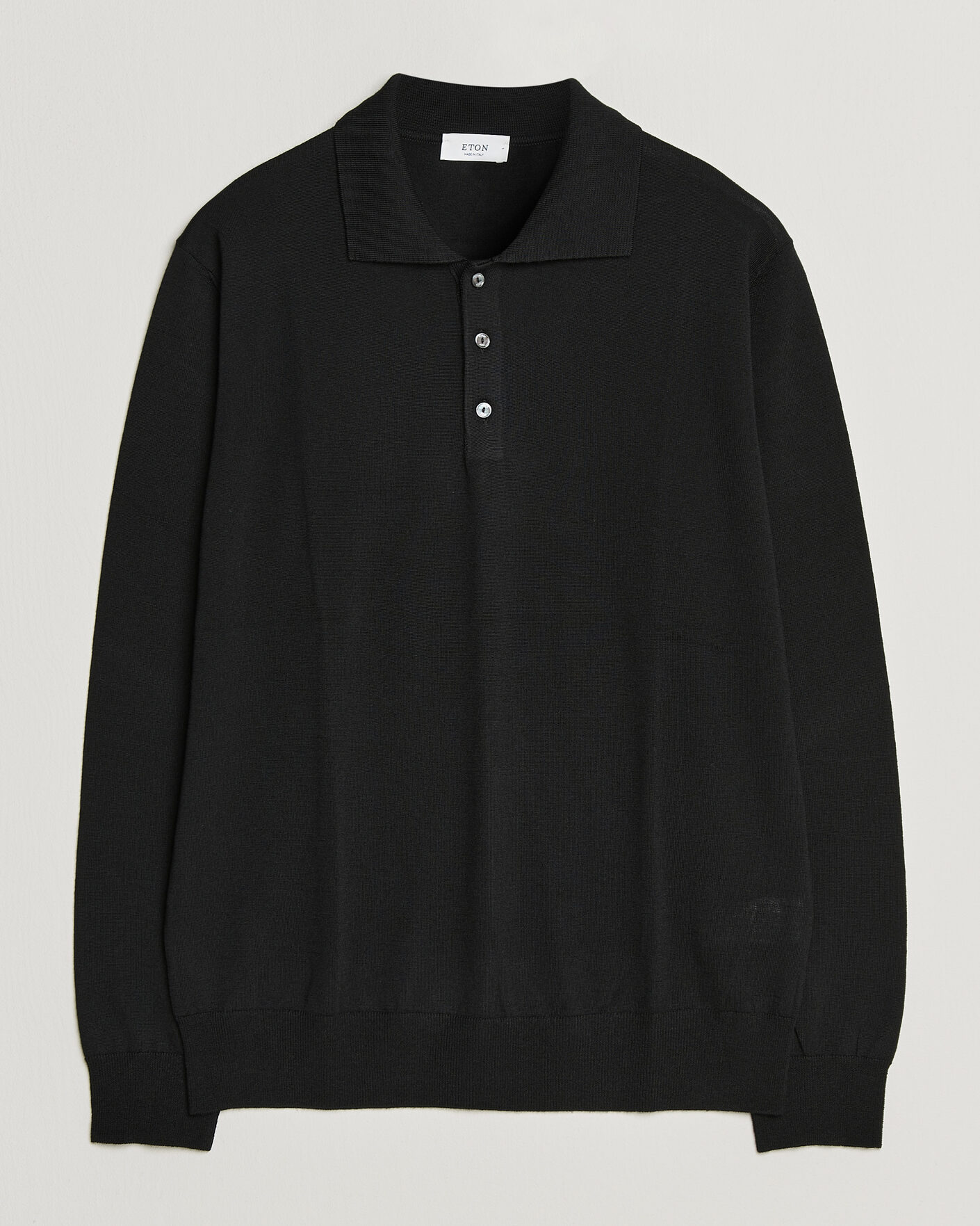 Heren | Truien | Eton | Merino Wool Knitted Polo Black