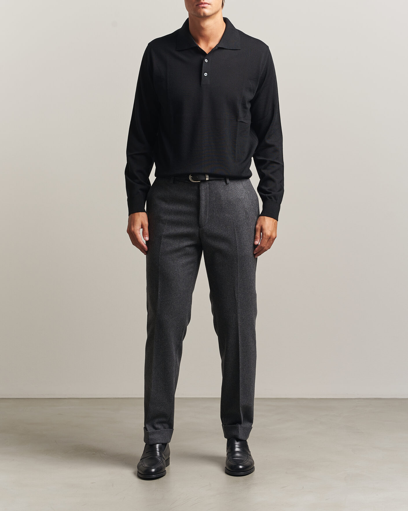 Heren | Truien | Eton | Merino Wool Knitted Polo Black