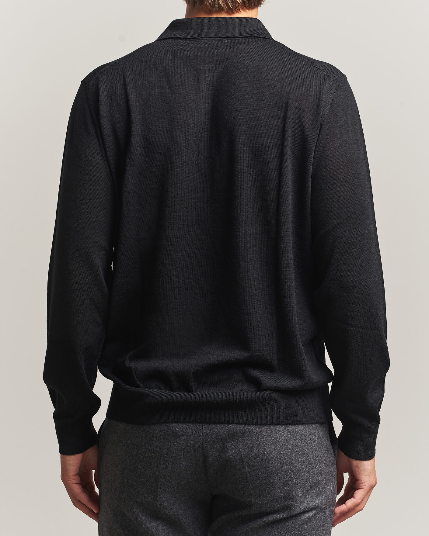 Heren | Truien | Eton | Merino Wool Knitted Polo Black