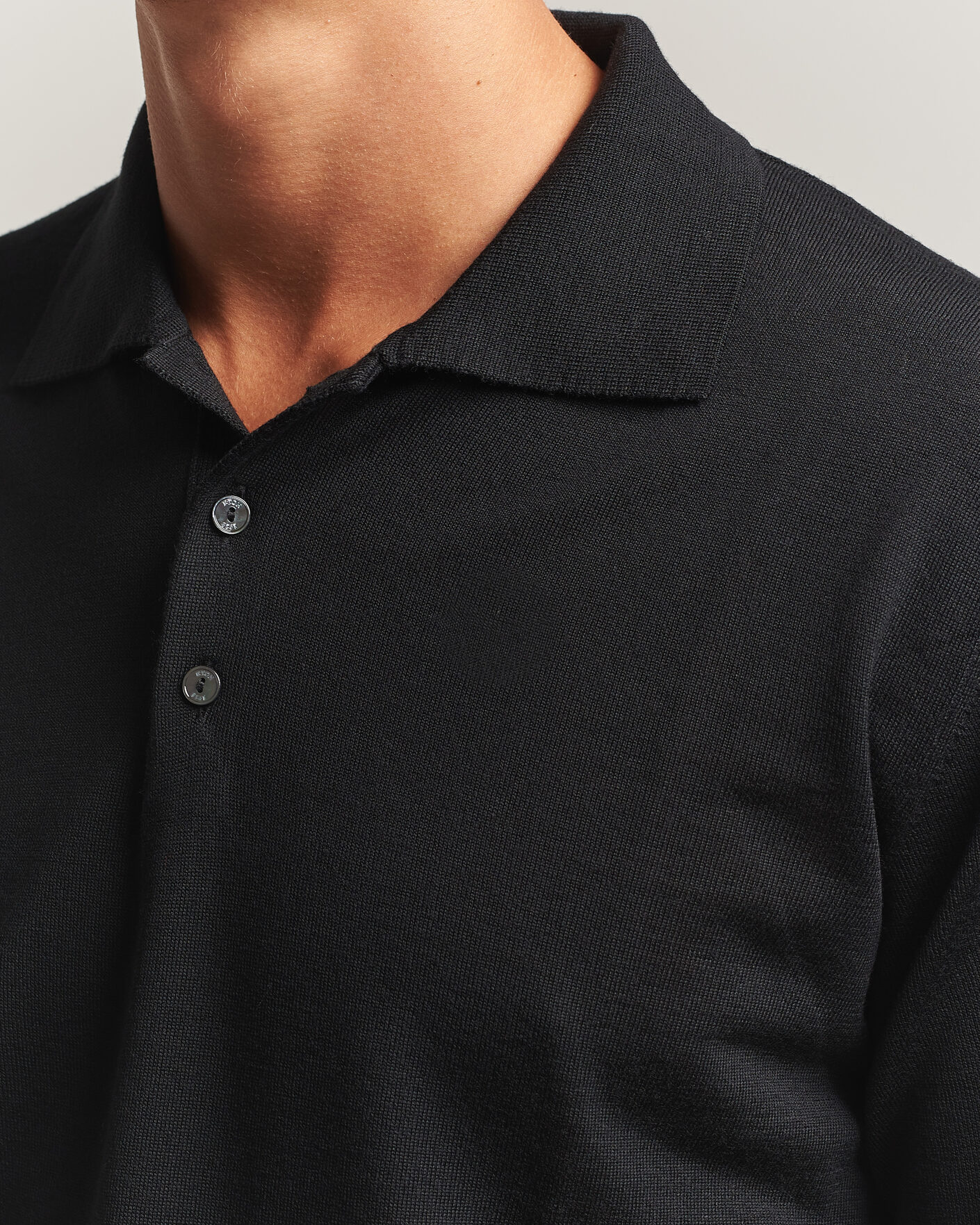 Heren | Truien | Eton | Merino Wool Knitted Polo Black