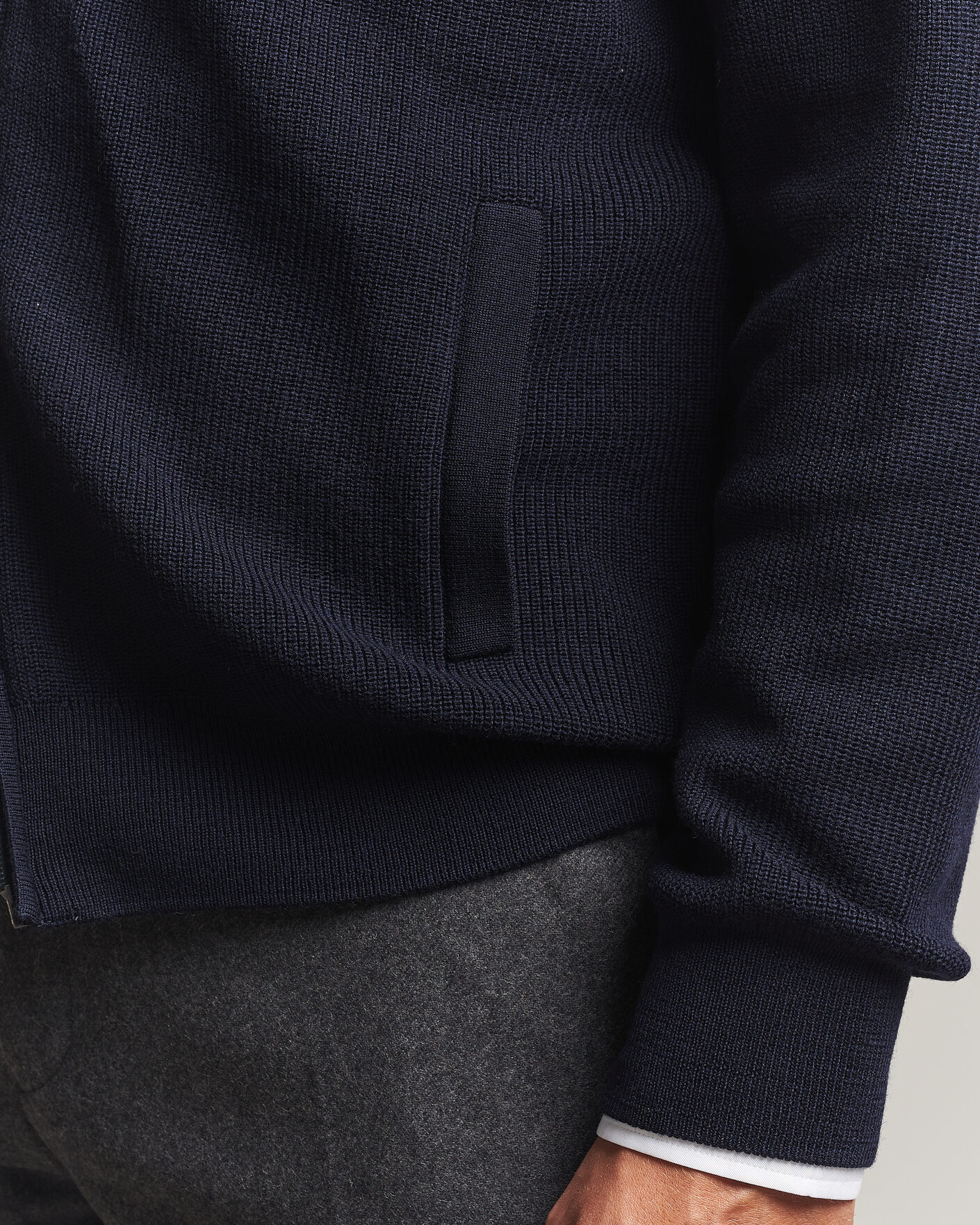 Heren | Truien | Eton | Merino Wool Knitted Full Zip Navy Blue