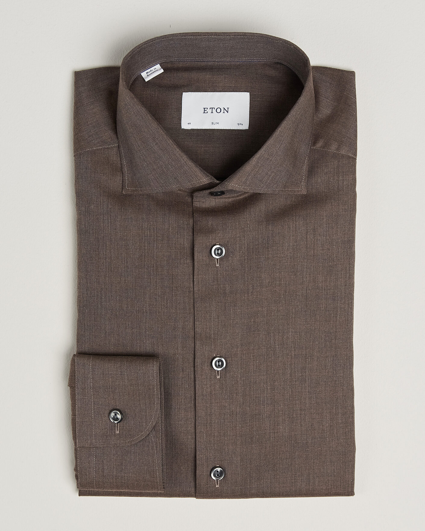 Heren | Overhemden | Eton | Slim Fit Signature Flannel Shirt Brown