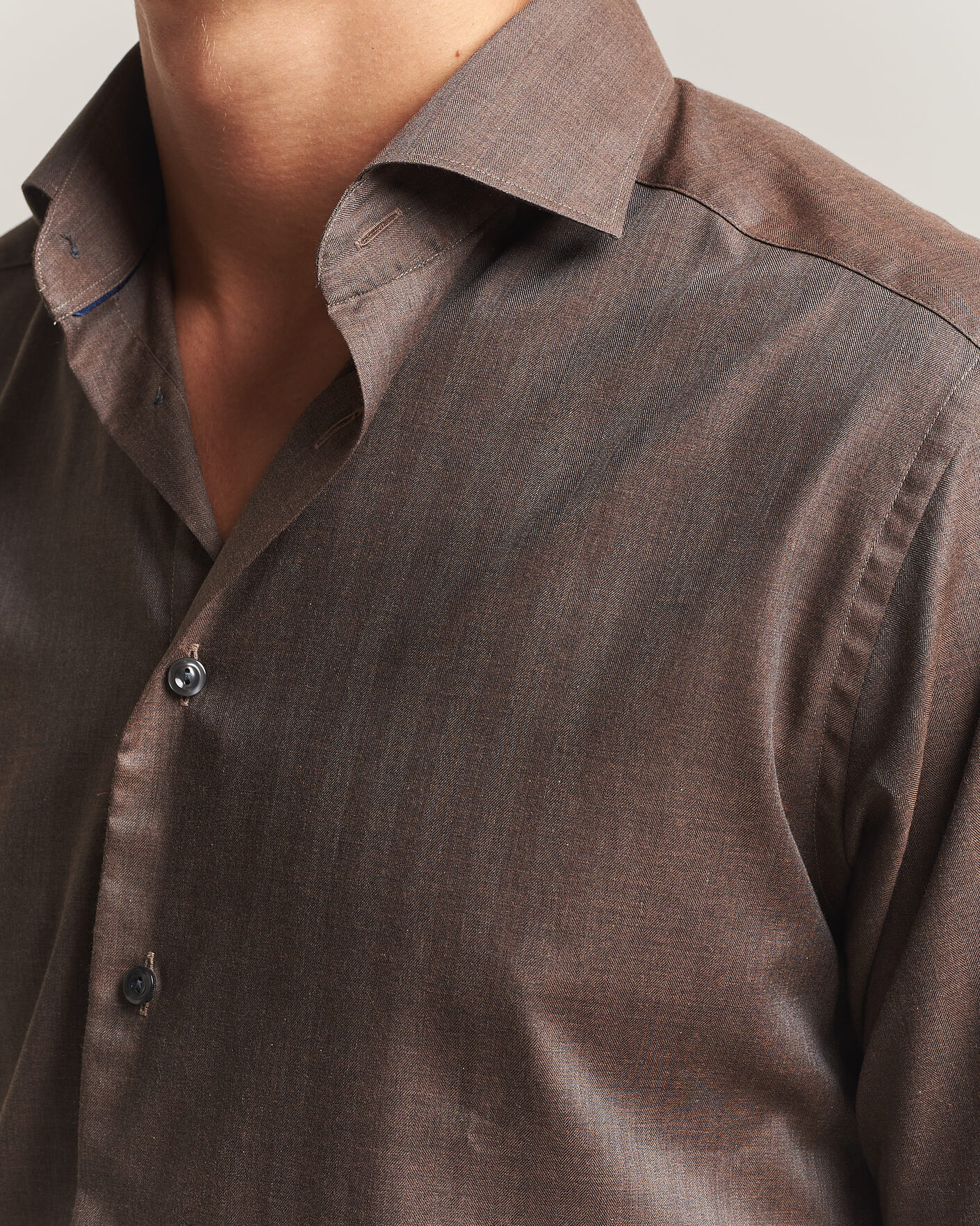 Heren | Overhemden | Eton | Slim Fit Signature Flannel Shirt Brown