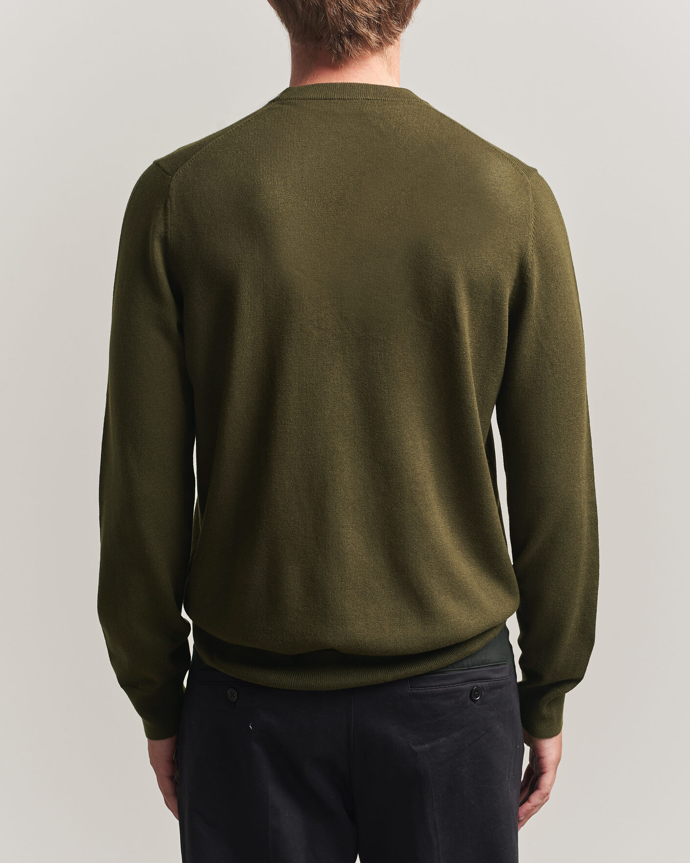 Heren | Truien | Filippa K | Cotton Merino Knitted Sweater Dark Moss Green