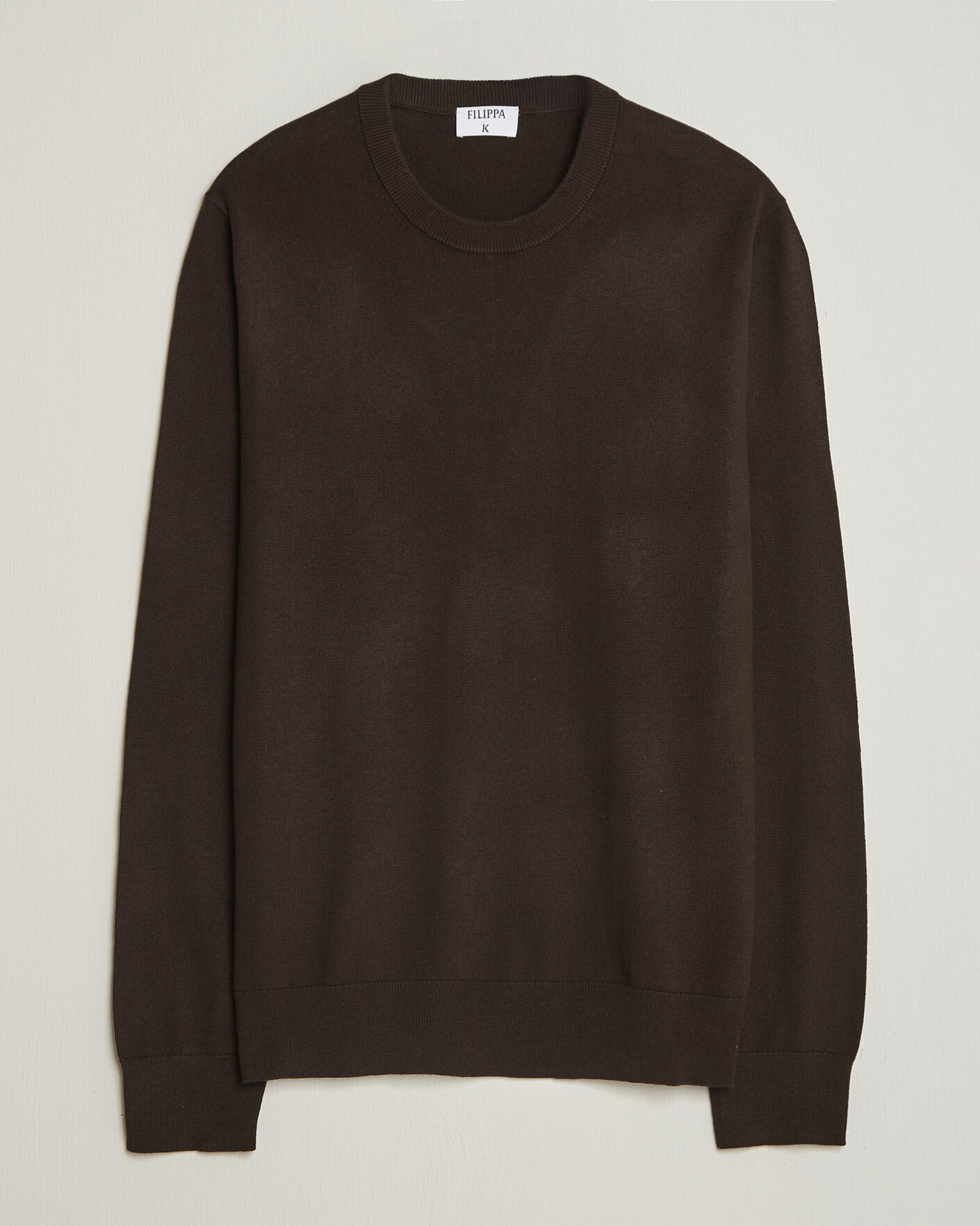 Heren | Truien | Filippa K | Cotton Merino Knitted Sweater Dark Chocolate