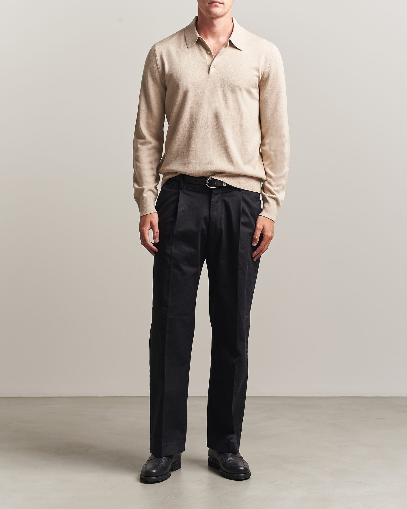 Heren | Truien | Filippa K | Knitted Polo Shirt Pearl Beige