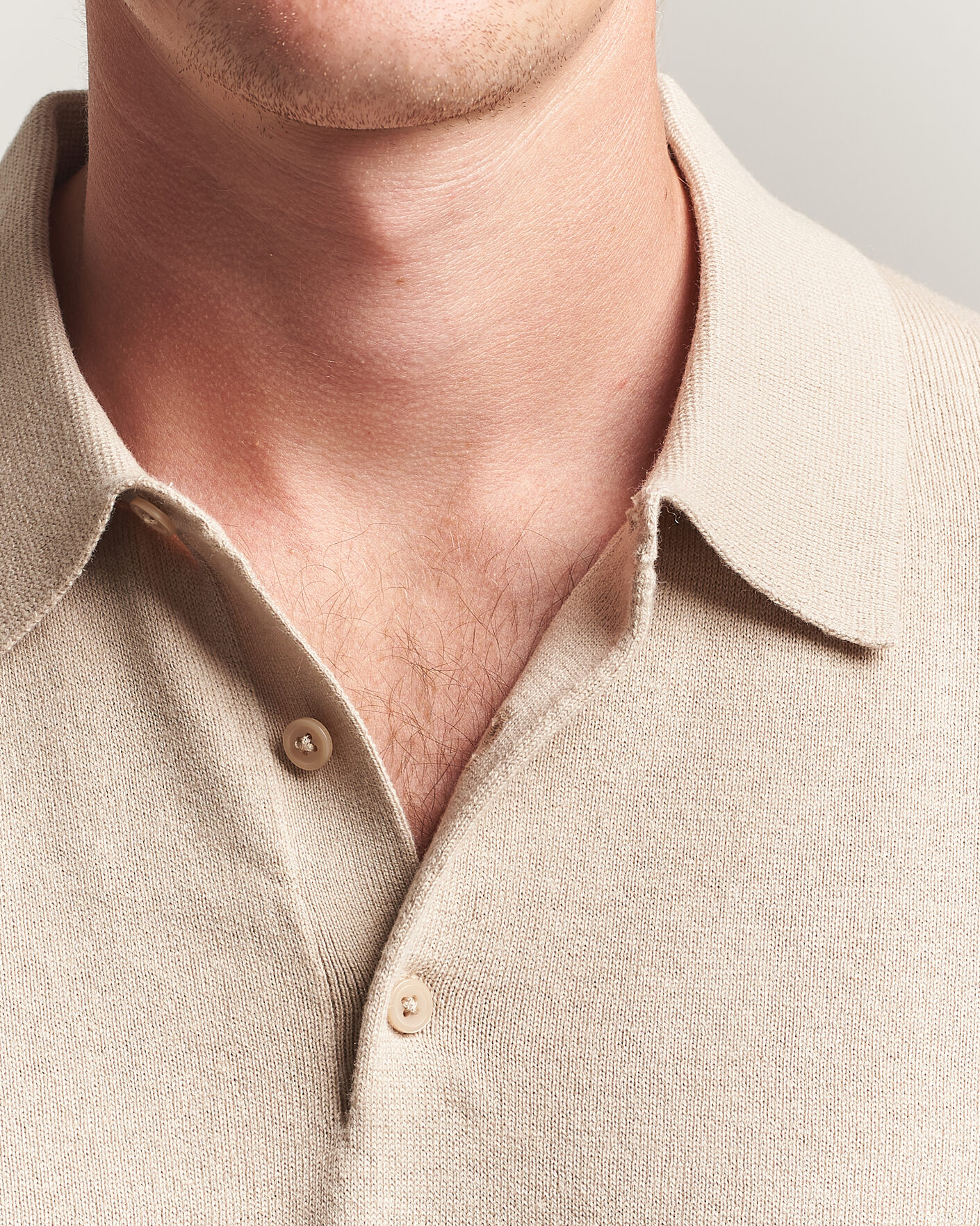 Heren | Truien | Filippa K | Knitted Polo Shirt Pearl Beige