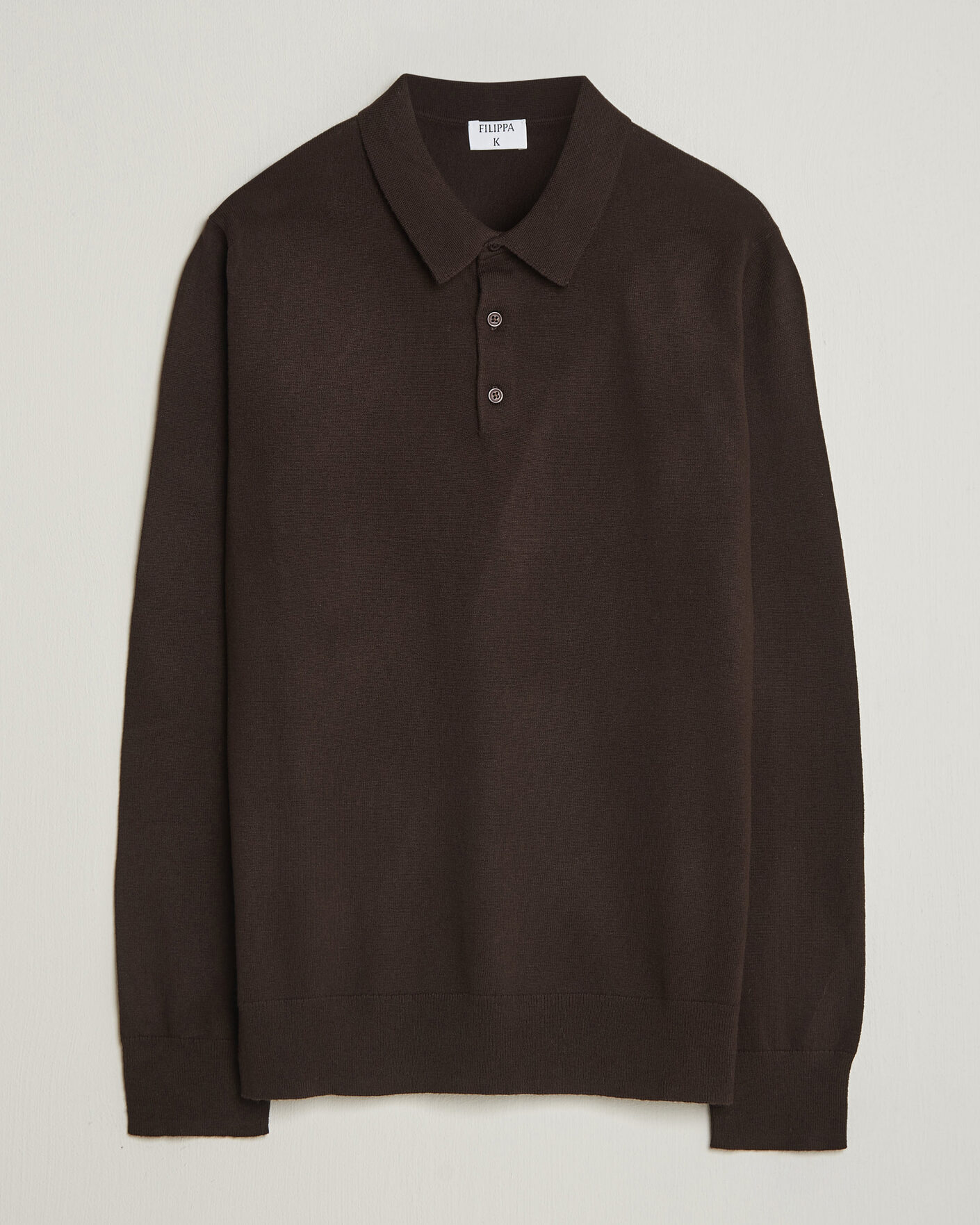 Heren | Truien | Filippa K | Knitted Polo Shirt Dark Chocolate