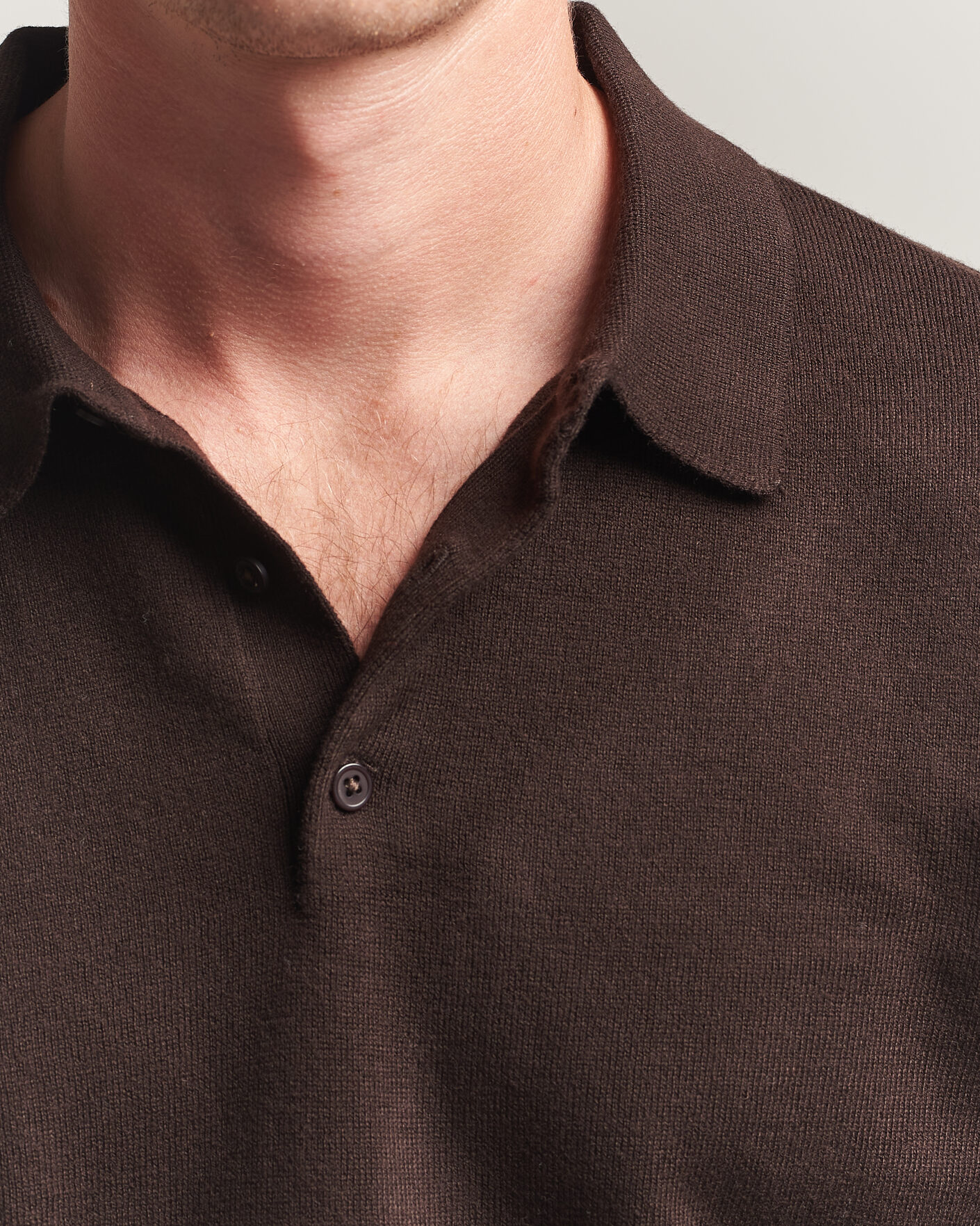 Heren | Truien | Filippa K | Knitted Polo Shirt Dark Chocolate