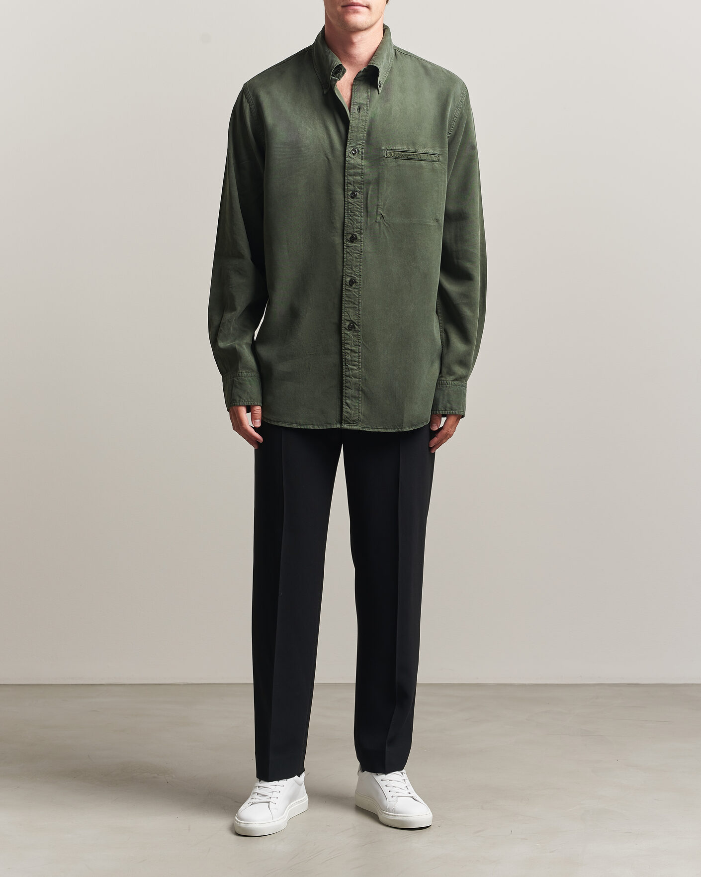 Heren | Overhemden | Filippa K | Zack Lyocell Shirt Night Green