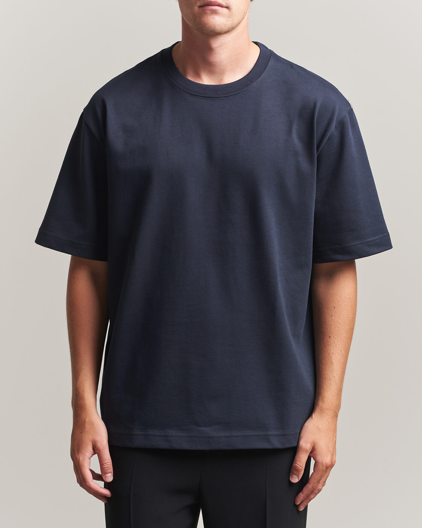 Heren | T-shirts | Filippa K | Heavy Cotton Crew Neck T-Shirt Night Blue