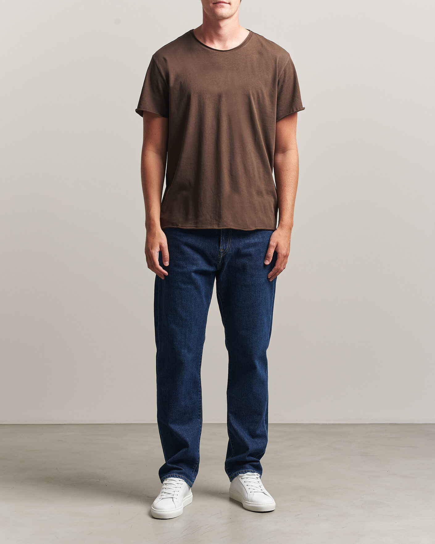 Heren | T-shirts | Filippa K | Roll Neck Crew Neck T-Shirt Golden Brown
