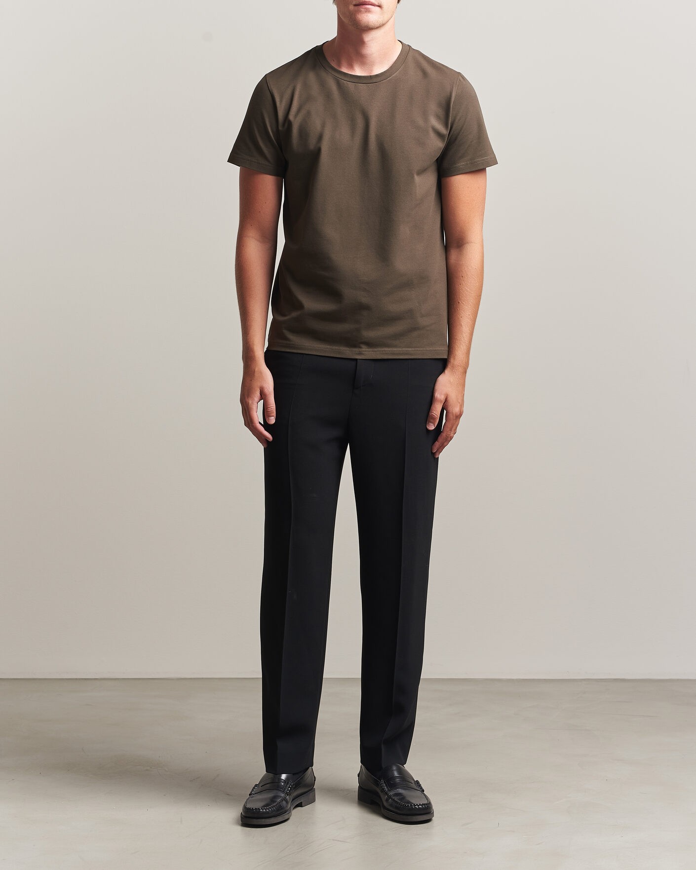 Heren | T-shirts | Filippa K | Soft Lycra T-Shirt Ebony Brown