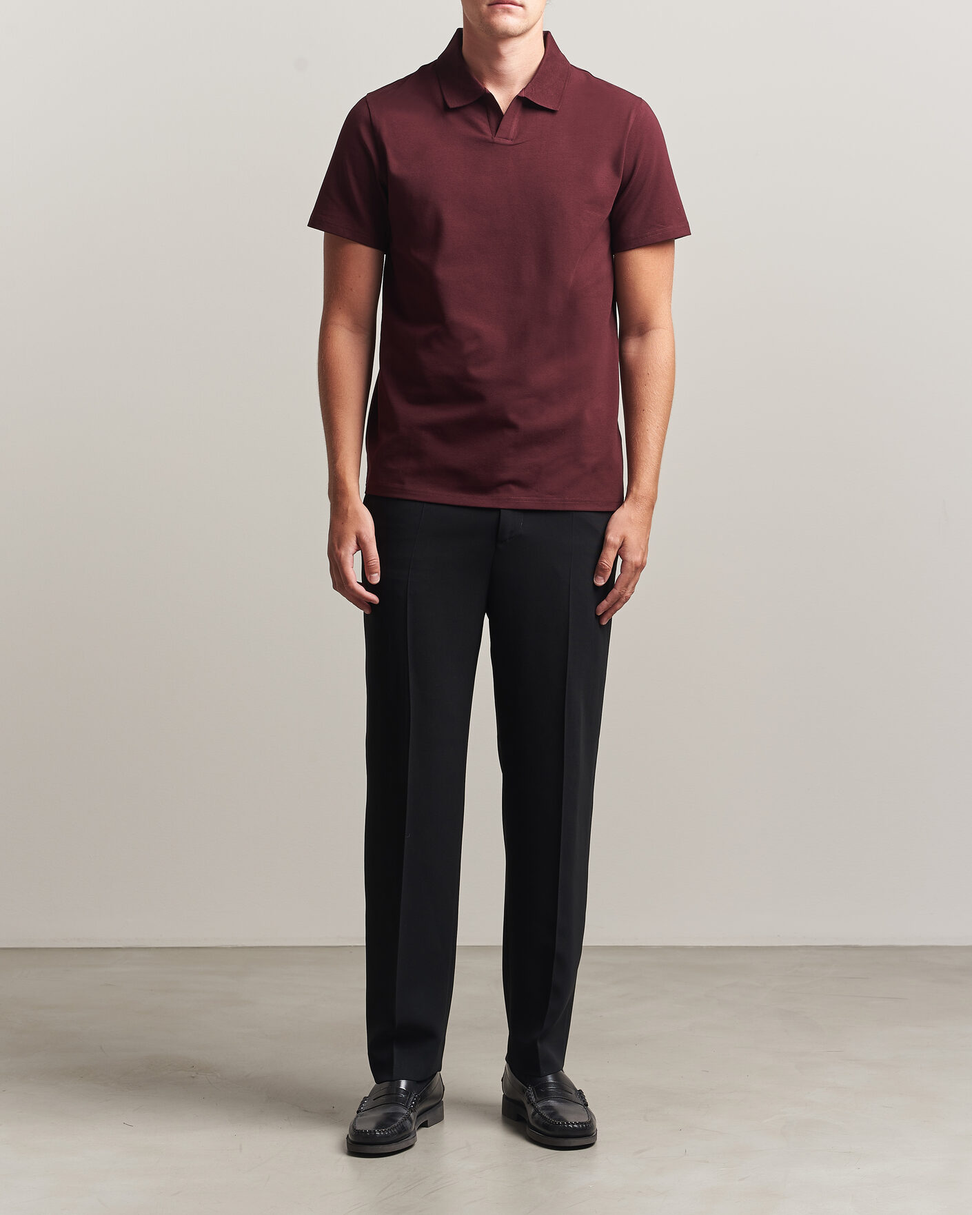Heren | Polo's | Filippa K | Soft Lycra Polo T-Shirt Dark Burgundy