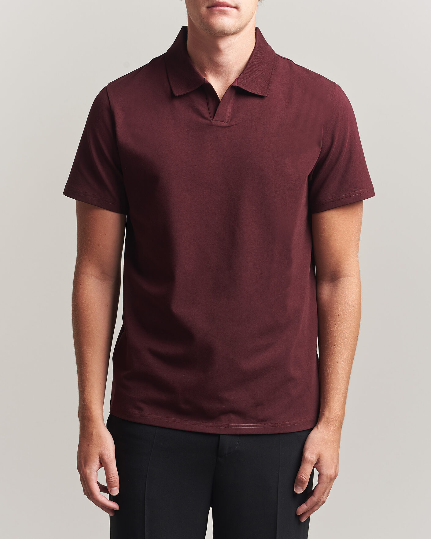 Heren | Polo's | Filippa K | Soft Lycra Polo T-Shirt Dark Burgundy
