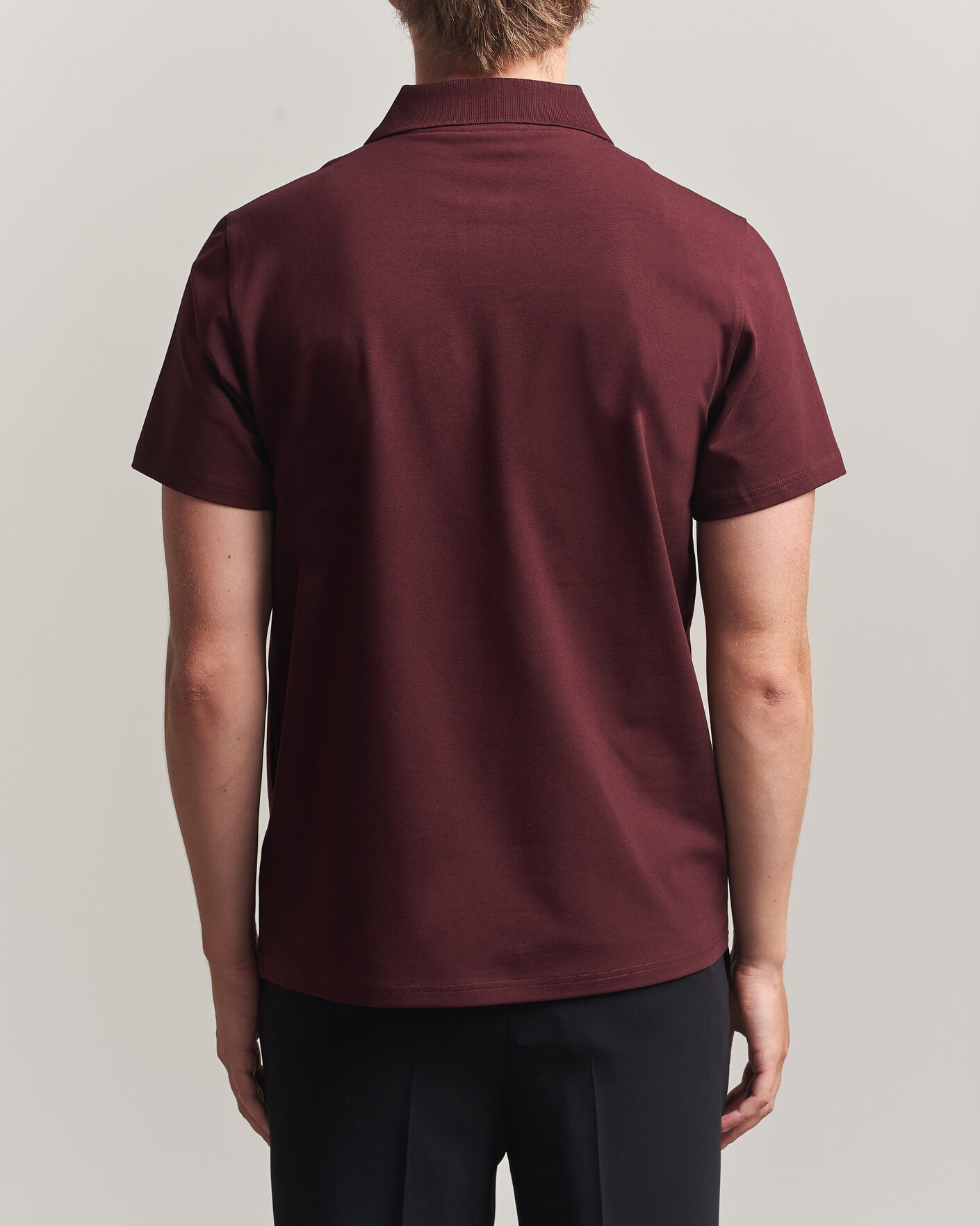 Heren | Polo's | Filippa K | Soft Lycra Polo T-Shirt Dark Burgundy