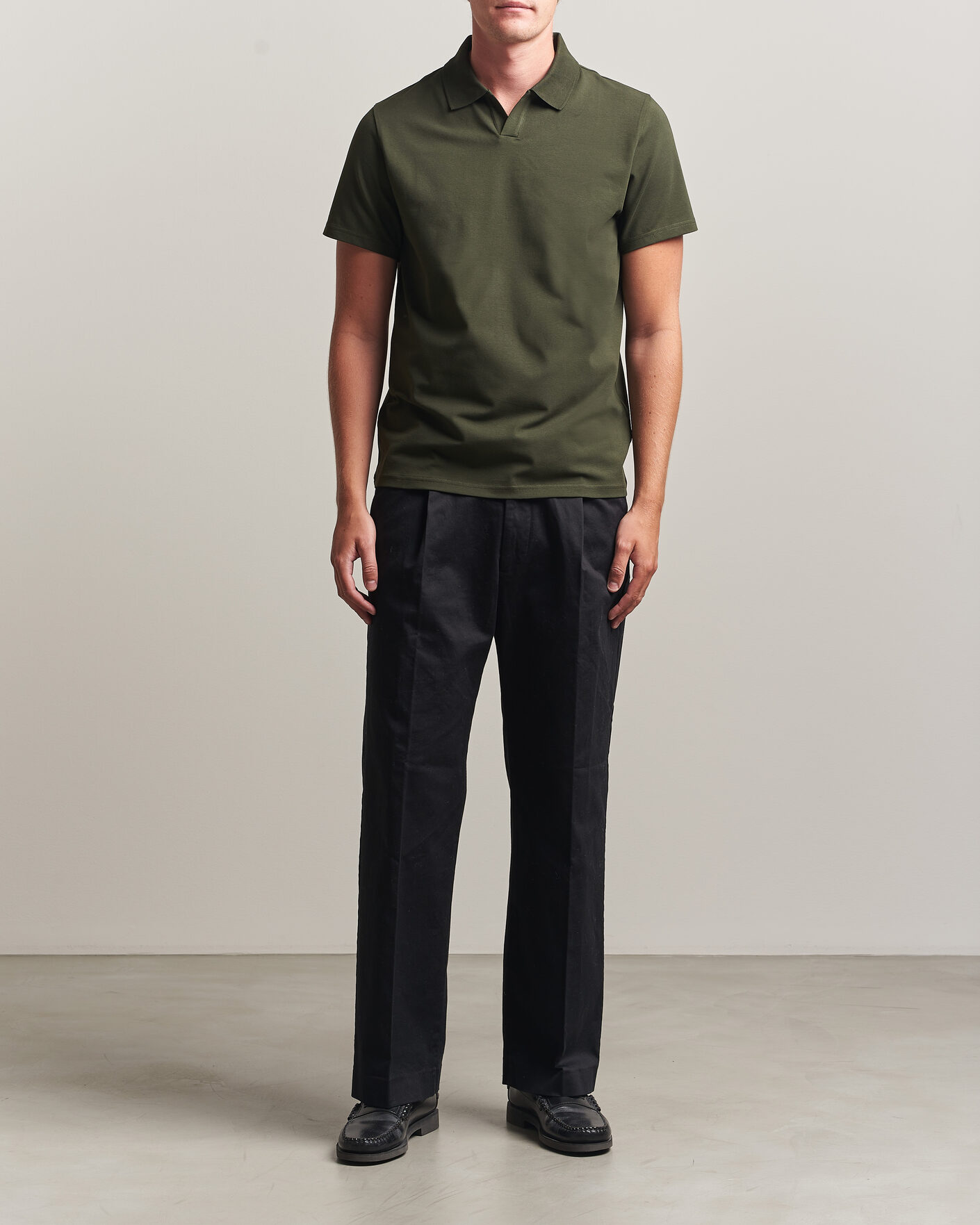 Heren | Polo's | Filippa K | Soft Lycra Polo T-Shirt Night Green
