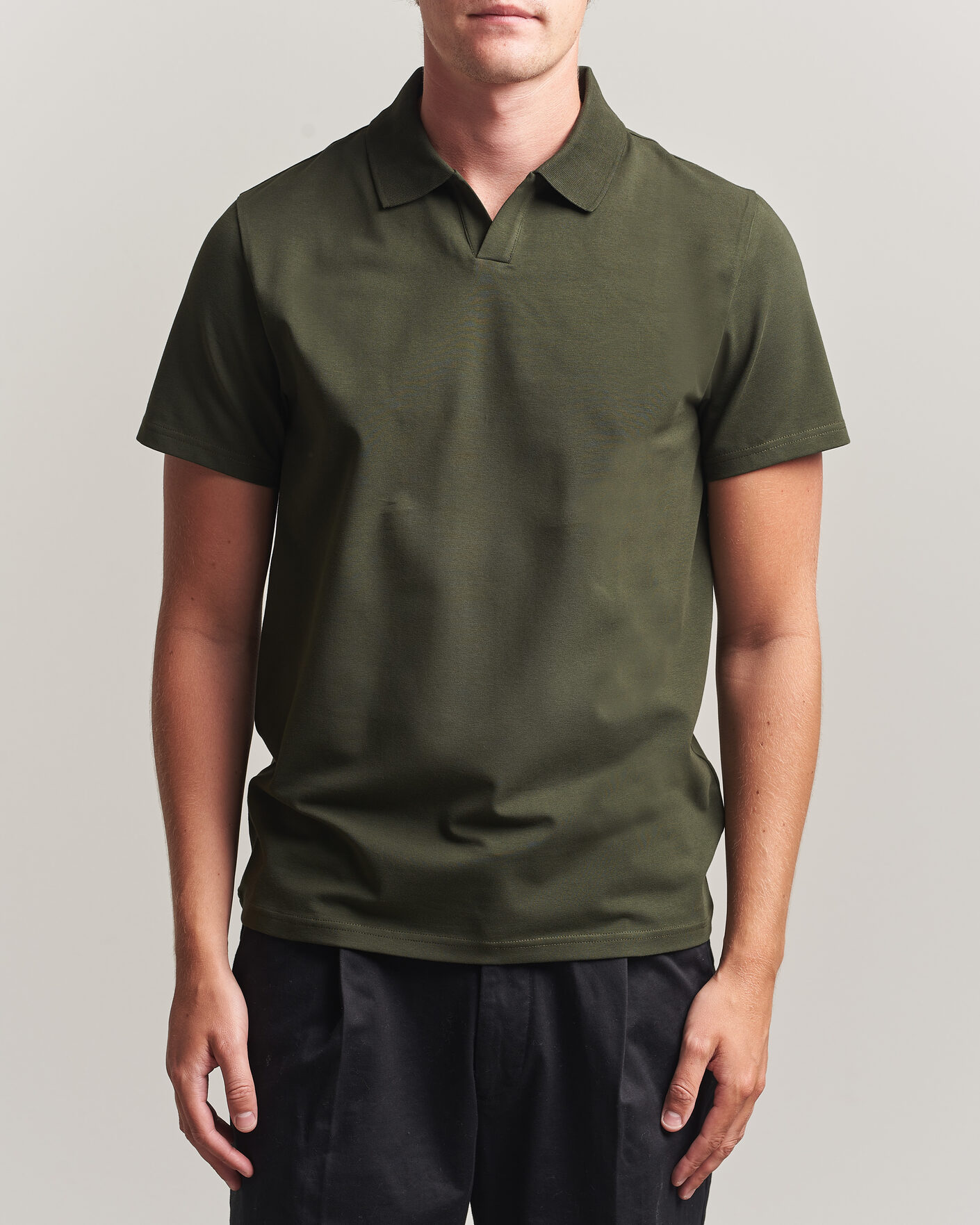 Heren | Polo's | Filippa K | Soft Lycra Polo T-Shirt Night Green