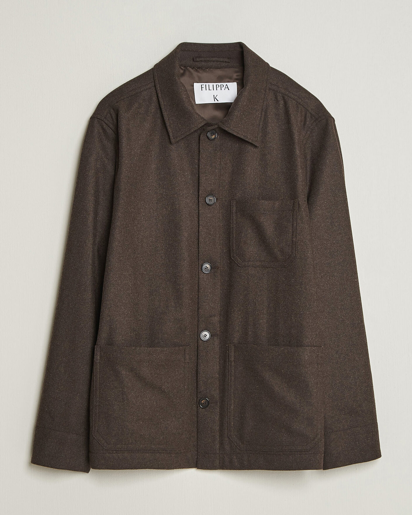 Heren | Overhemden | Filippa K | Taylor Flannel Overshirt Walnut Brown