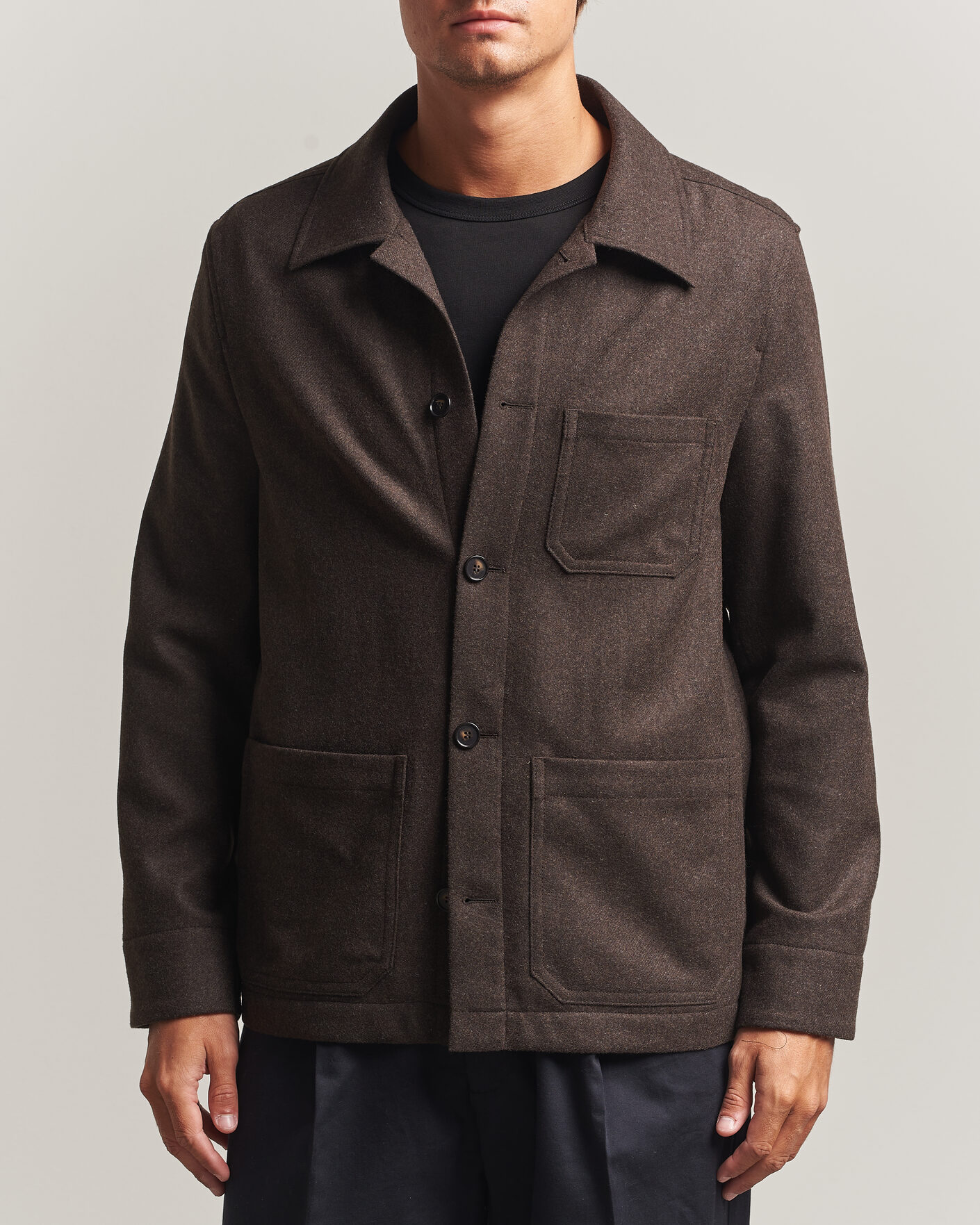 Heren | Overhemden | Filippa K | Taylor Flannel Overshirt Walnut Brown