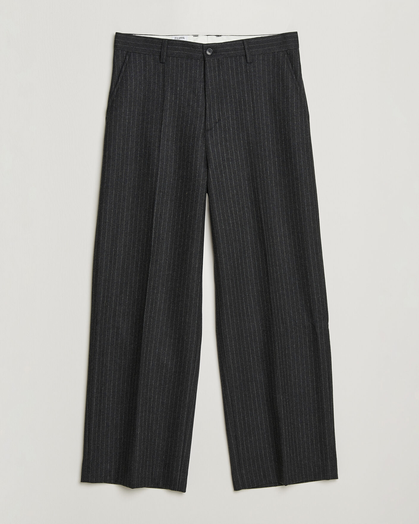 Heren | Broeken | Filippa K | Hector Wool Flannel Pinstriped Trousers Anthracite