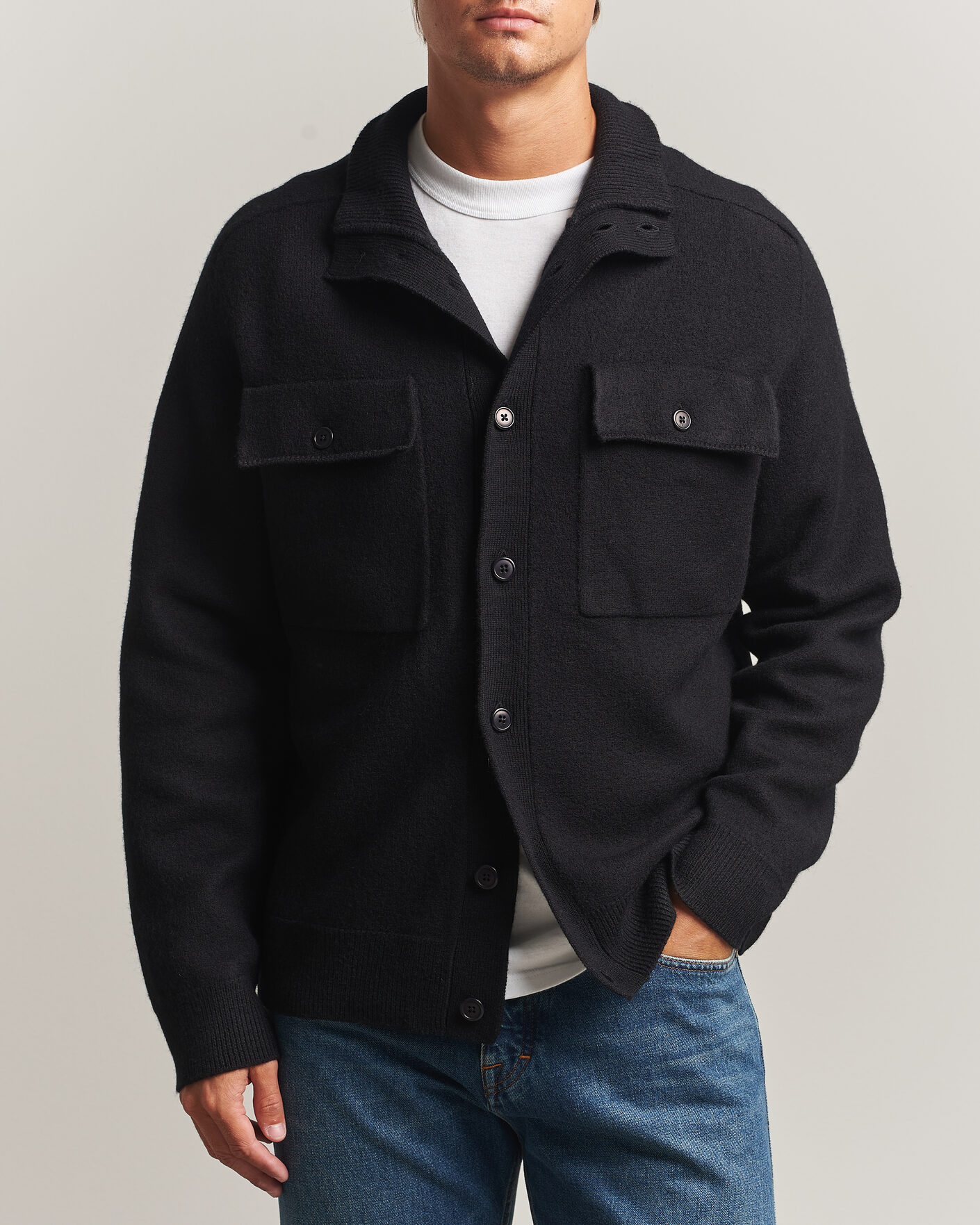 Heren | Truien | Filippa K | Wool Knitted Cardigan Black