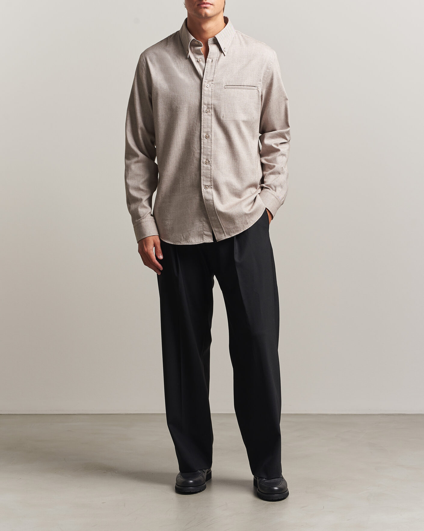 Heren | Overhemden | Filippa K | Zack Flannel Shirt Mid Brown
