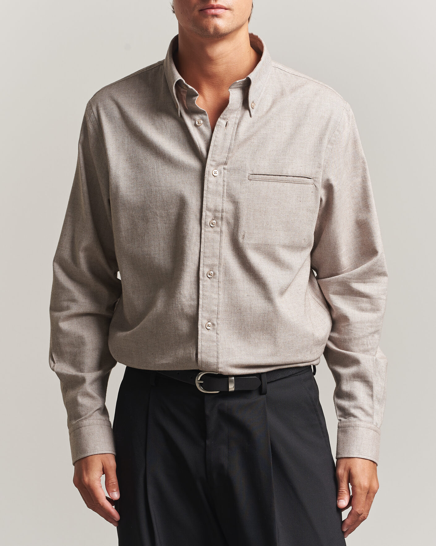 Heren | Overhemden | Filippa K | Zack Flannel Shirt Mid Brown
