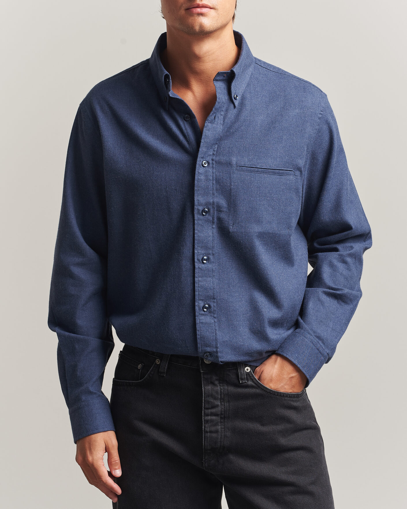 Heren | Overhemden | Filippa K | Zack Flannel Shirt Navy
