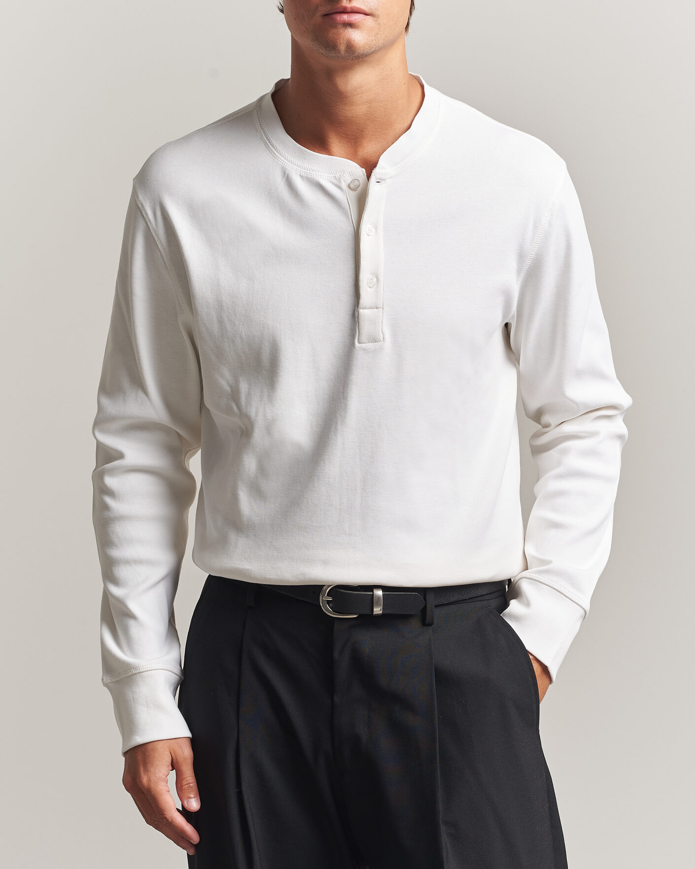 Heren | Truien | Filippa K | Cotton Rib Henley White