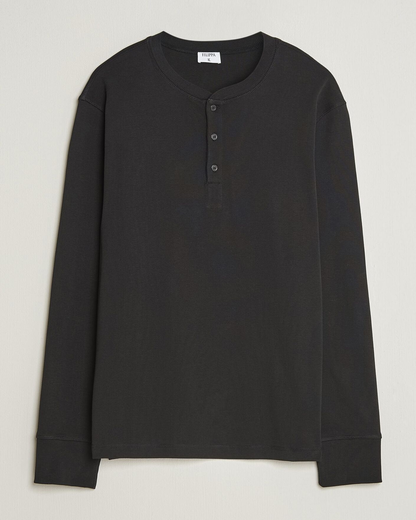 Heren | Truien | Filippa K | Cotton Rib Henley Black