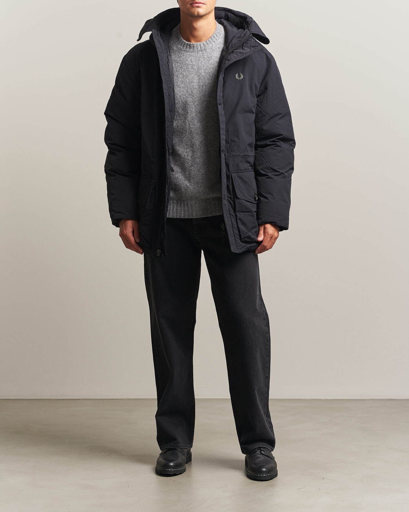 Heren | Jassen | Fred Perry | Padded Patch Pocket Parka Black