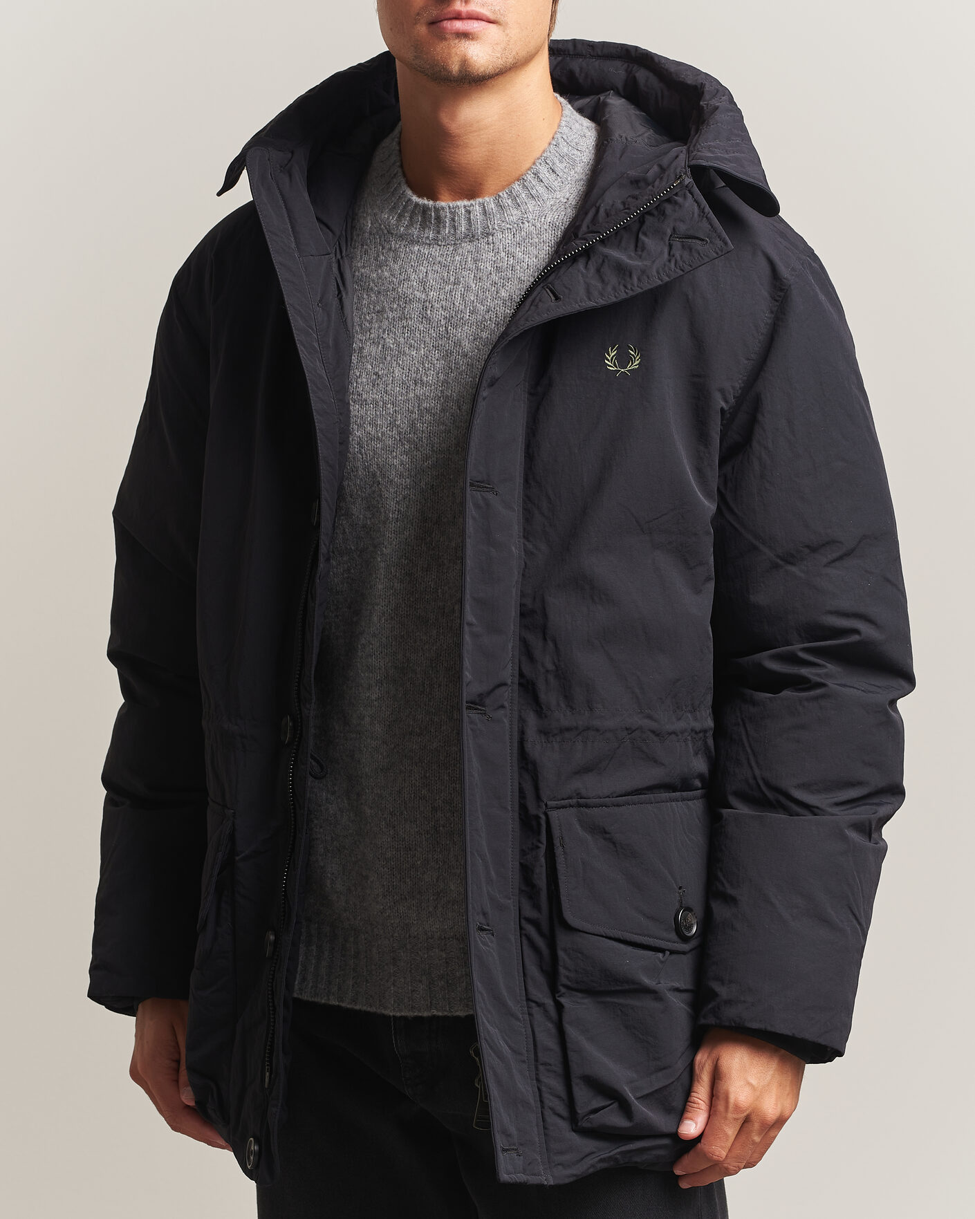 Heren | Jassen | Fred Perry | Padded Patch Pocket Parka Black