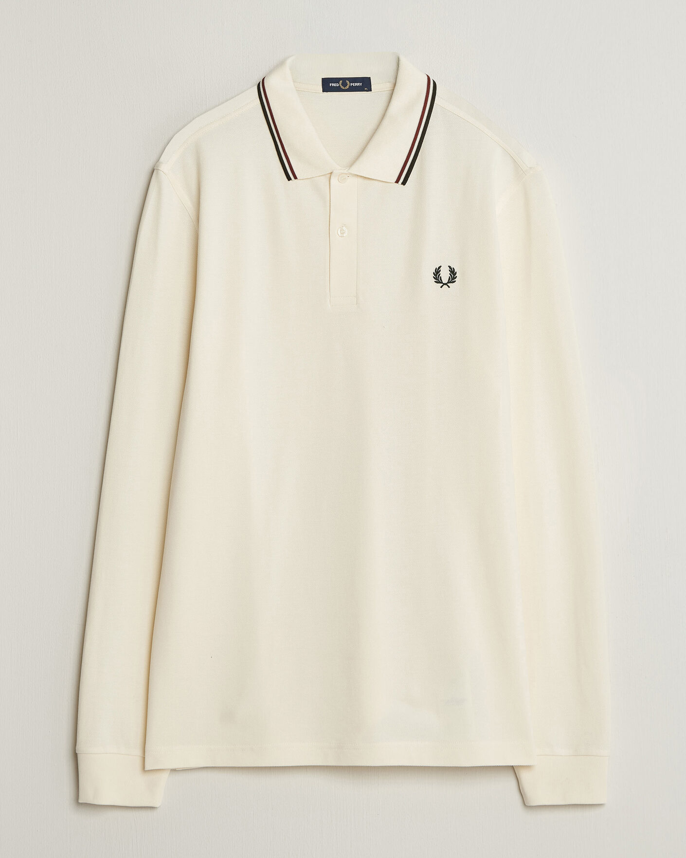 Heren | Polo's | Fred Perry | Twin Tipped Long Sleeve Polo Shirt Ecru