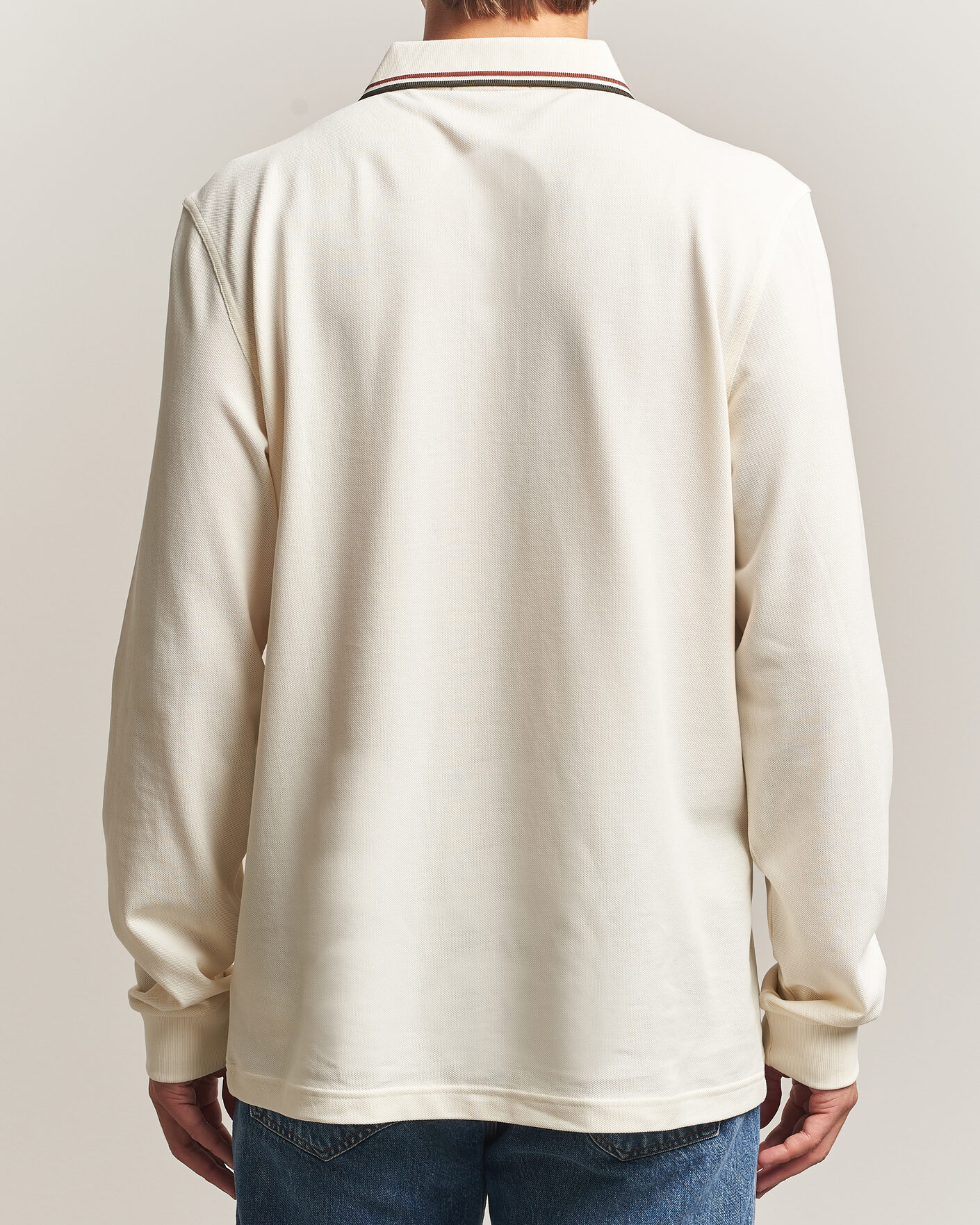 Heren | Polo's | Fred Perry | Twin Tipped Long Sleeve Polo Shirt Ecru