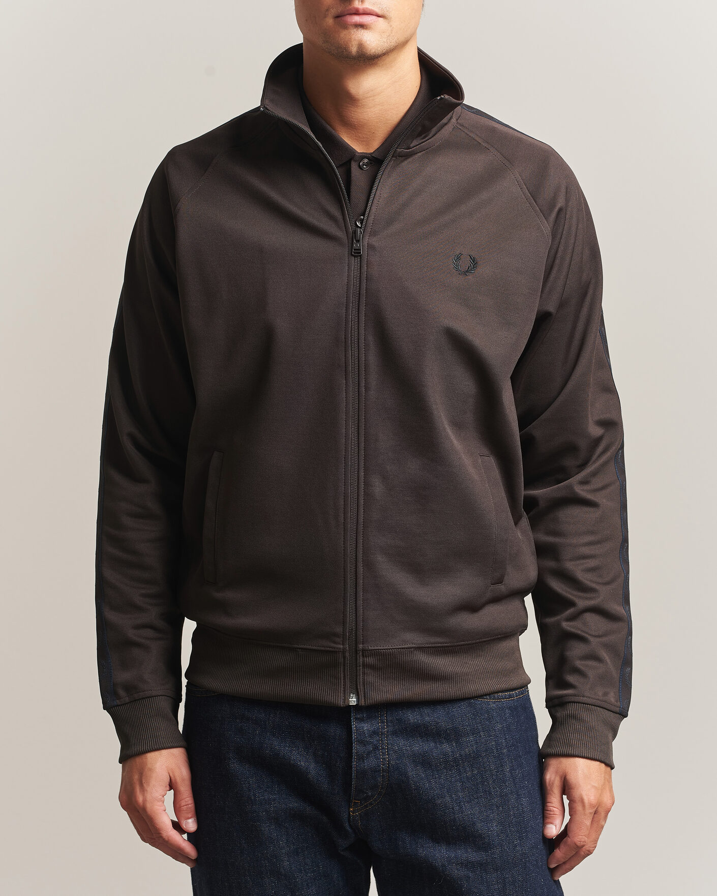 Heren | Truien | Fred Perry | Taped Track Jacket Rich Brown