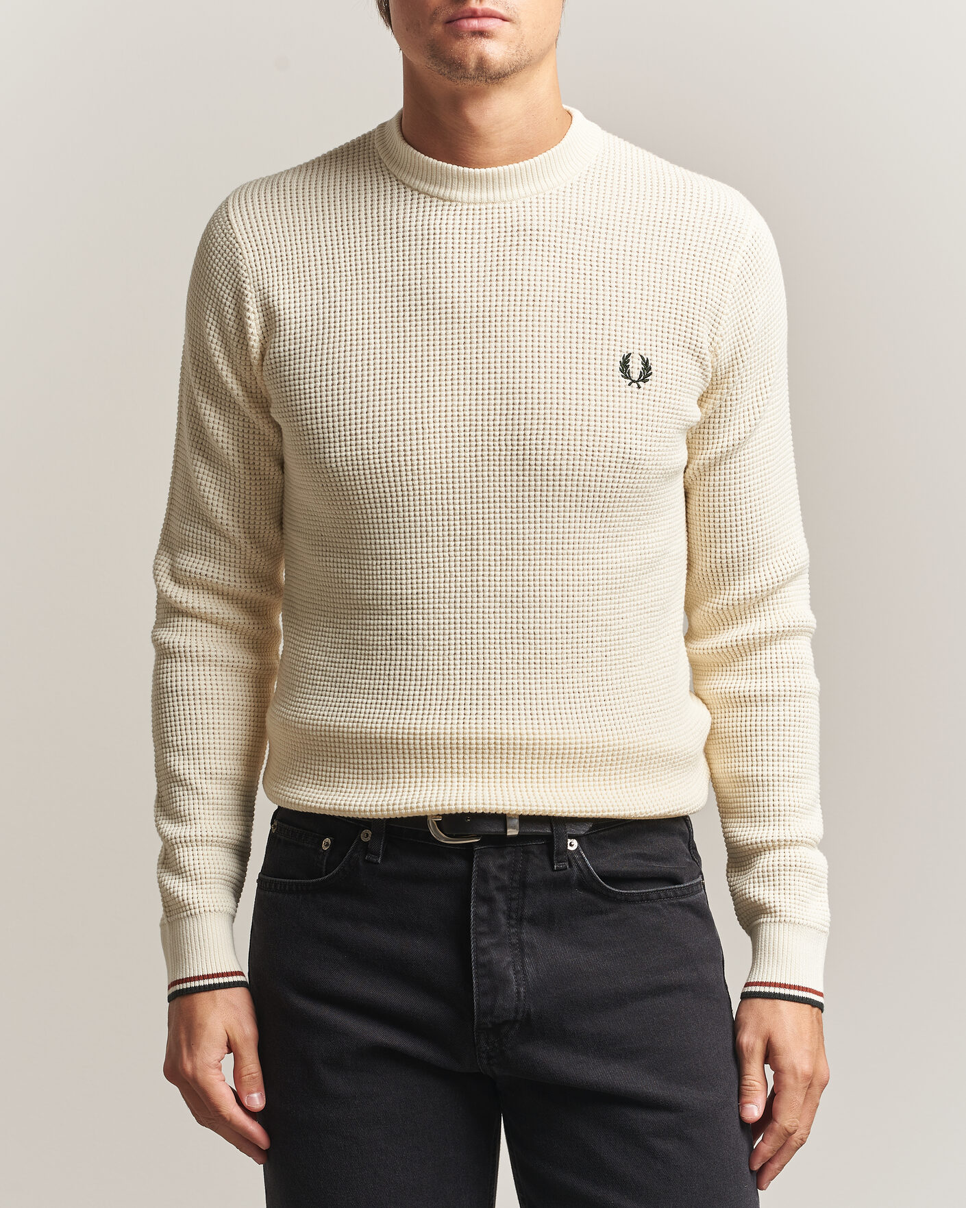 Heren | Truien | Fred Perry | Waffle Stitch Jumper Ecru