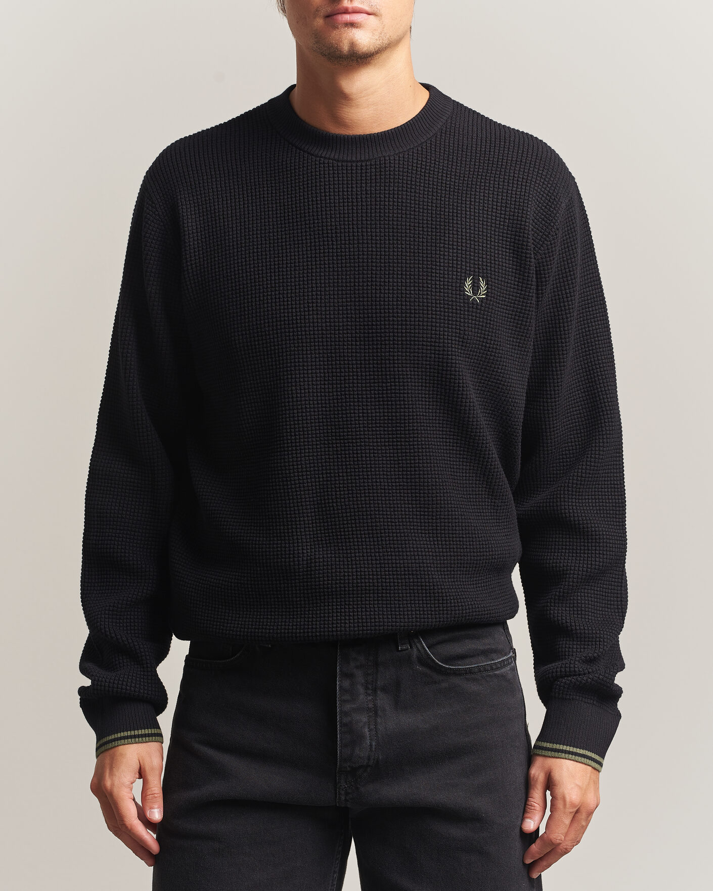Heren | Truien | Fred Perry | Waffle Stitch Jumper Black