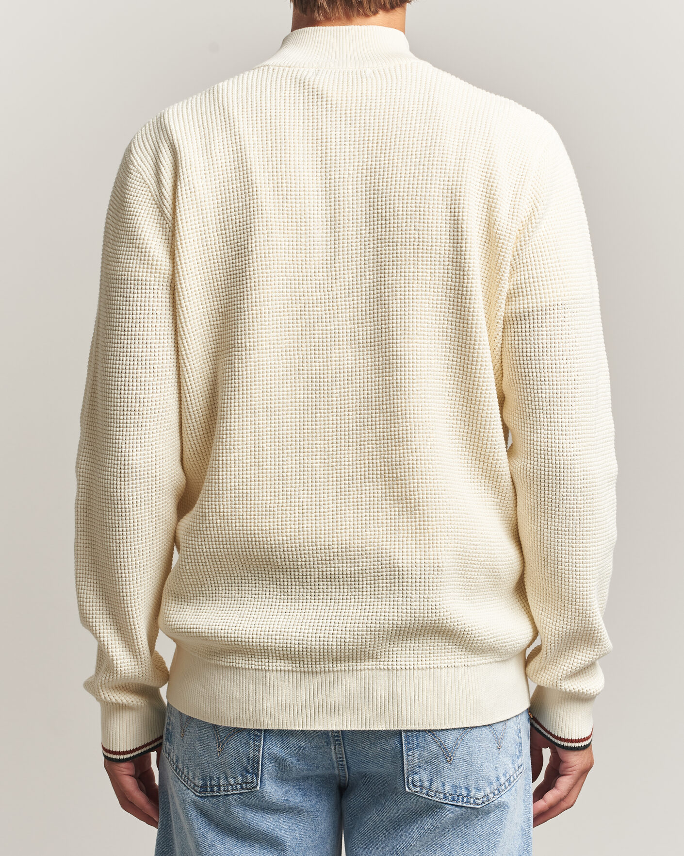 Heren | Truien | Fred Perry | Waffle Stitch Half Zip Ecru