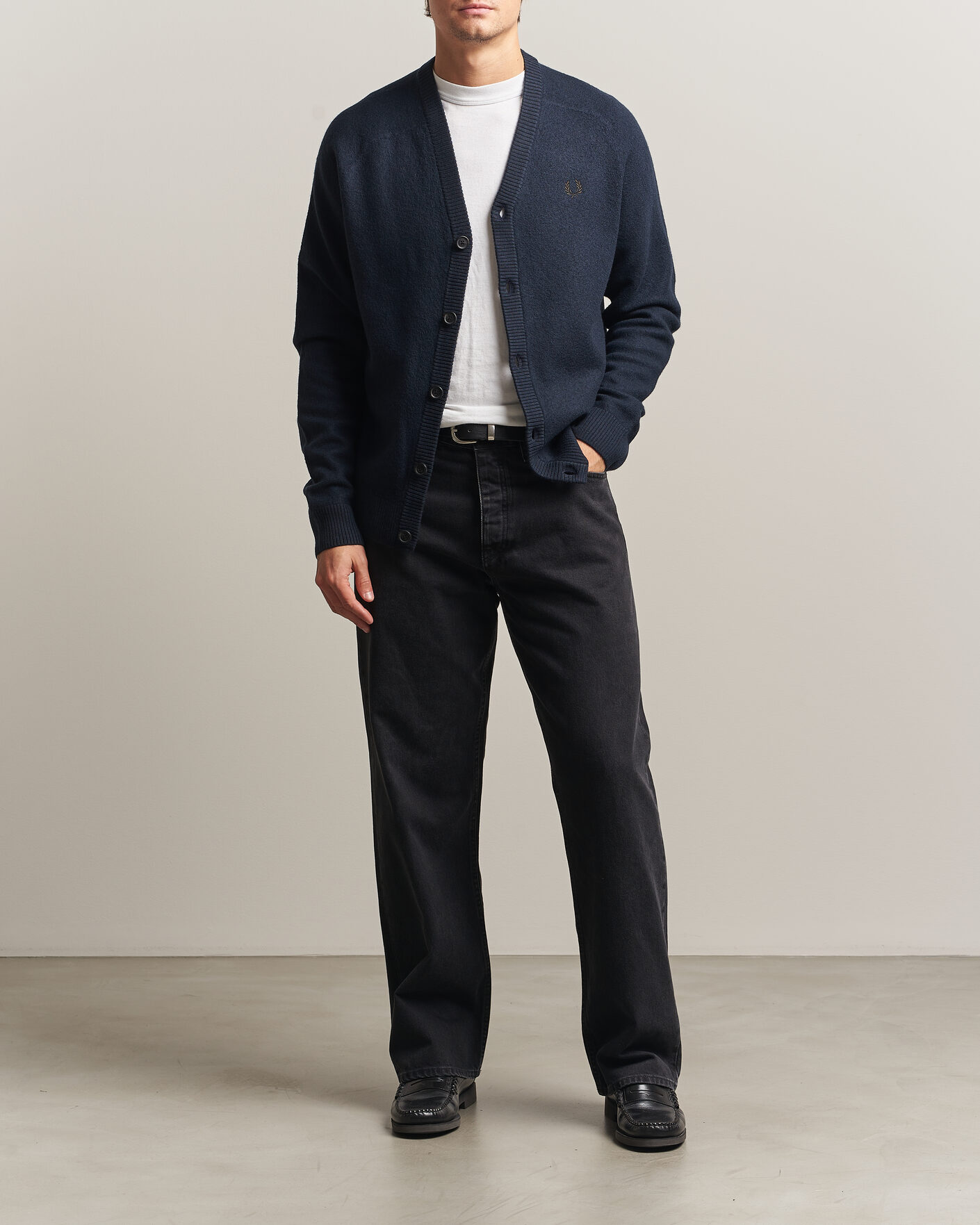 Heren | Truien | Fred Perry | Wool Saddle Sleeve Cardigan Navy