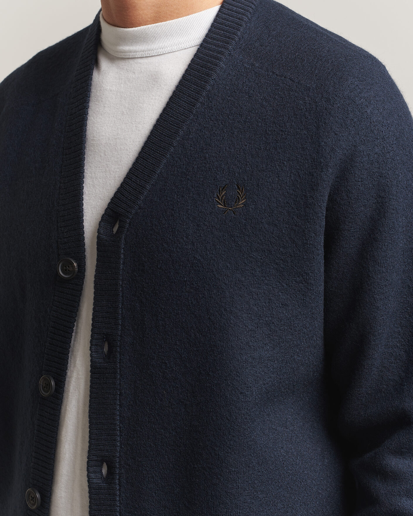 Heren | Truien | Fred Perry | Wool Saddle Sleeve Cardigan Navy