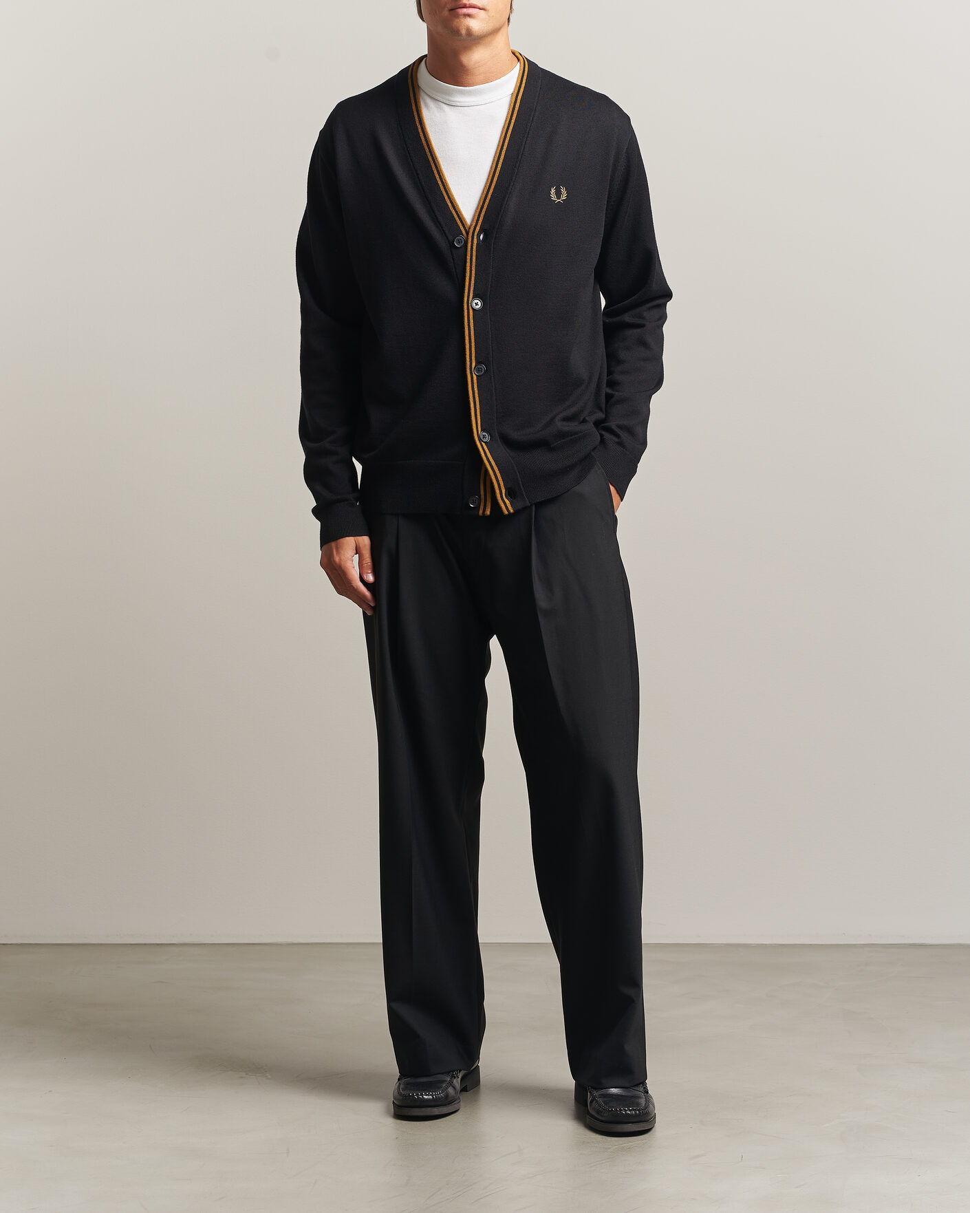 Heren | Truien | Fred Perry | Classic Knitted Cardigan Black