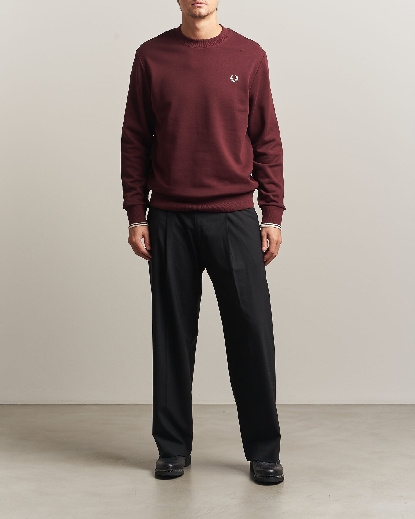 Heren | Truien | Fred Perry | Crew Neck Sweatshirt Oxblood